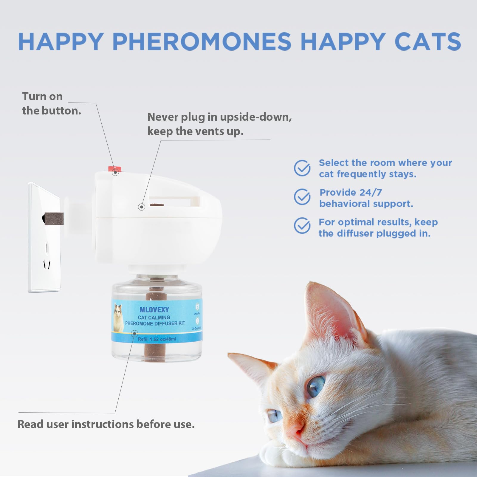 Therapet MD Cat Diffuser for Anxiety Relief - Calming Pheromones to Reduce Scratching & Spraying in Multi-Cat Homes (2 Refills, 60 Days) - Perfect for Stressful Situations Like Vet Visits, Moving, or New Pets