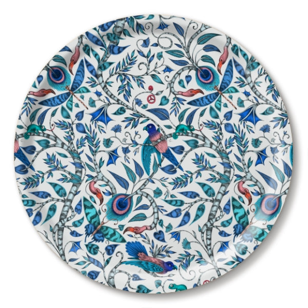 Jamida Rousseau Decorative Tray - Elegant Blue Serving Tray for Coffee Table, Dining & Home Decor | Perfect for Entertaining, Organizing & Gift Giving