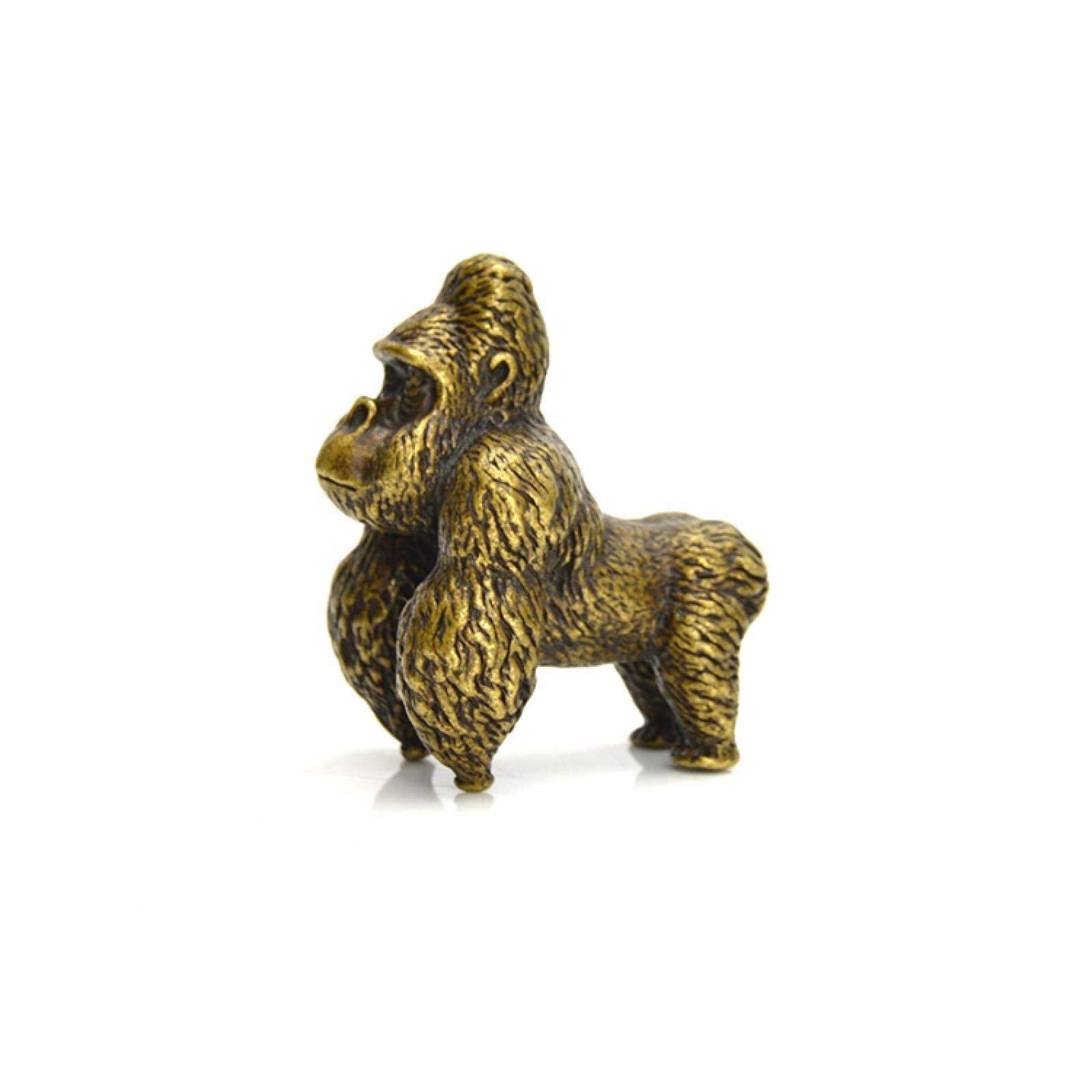 ZSQZJJ Modern Brass Gorilla Sculpture - Handcrafted Desk Decor, Copper Tea Pet & Car Keychain - Unique Home & Office Gift for Animal Lovers