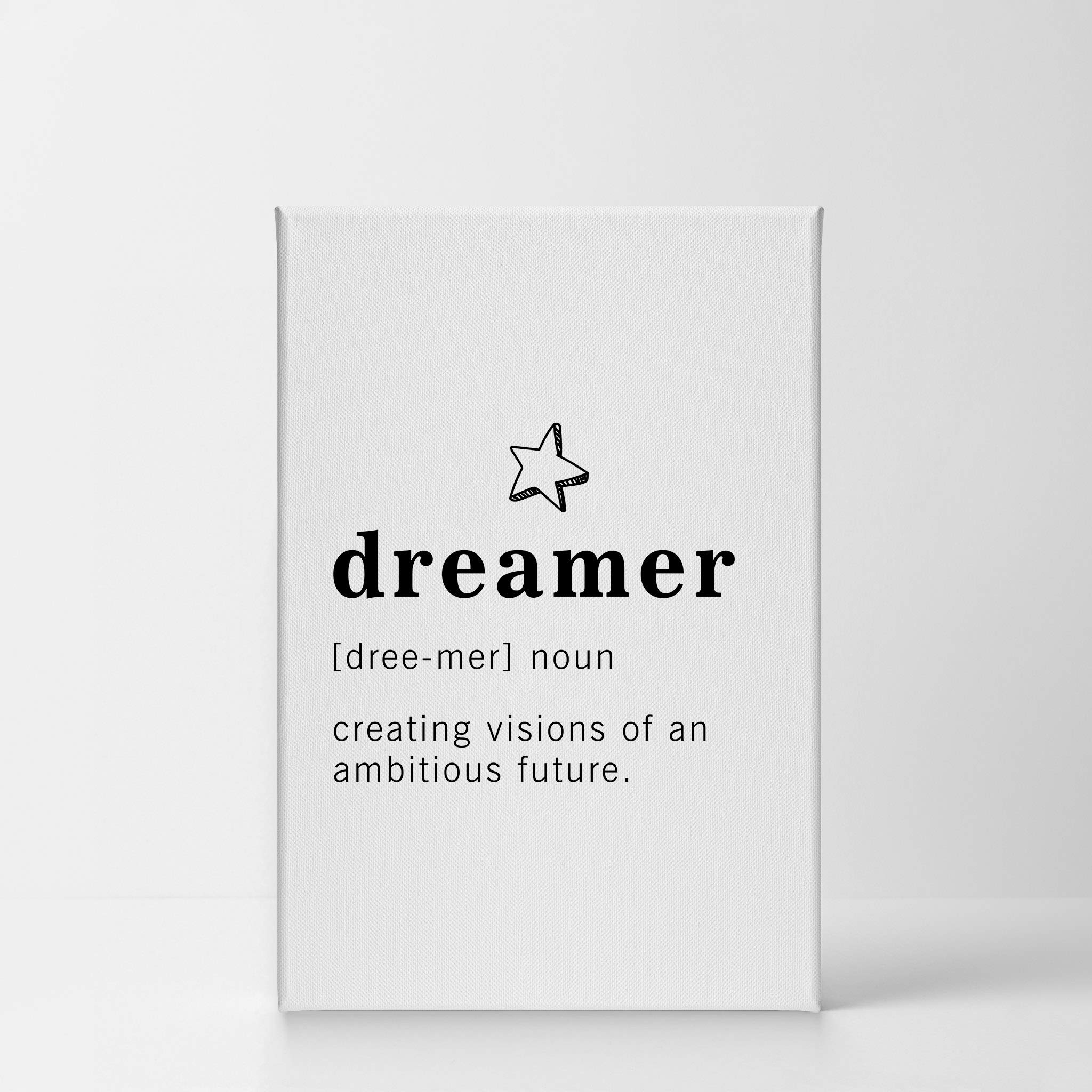 Funny Noun Dictionary Definition of Dreamer Canvas Print - Inspirational Quote Wall Art for Office, Living Room, Bedroom & Bathroom Decor - Ready to Hang 40x30 Inch Home Decor Made in USA - Perfect for Gifts, Housewarming & Motivational Spaces