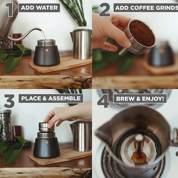 GROSCHE Milano Stovetop Espresso Maker - Stainless Steel Moka Pot for Rich Italian Coffee | Perfect for Home, Office & Camping Use