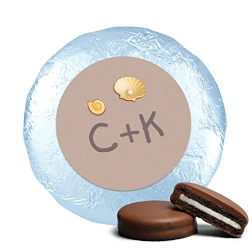 24ct Personalized Milk Chocolate Covered OREO Cookies for Beach Weddings - Bridal Shower Favors, Rehearsal Dinner Party Gifts (24 Pack) - Perfect for Destination Weddings, Nautical Theme Events & Beachside Celebrations