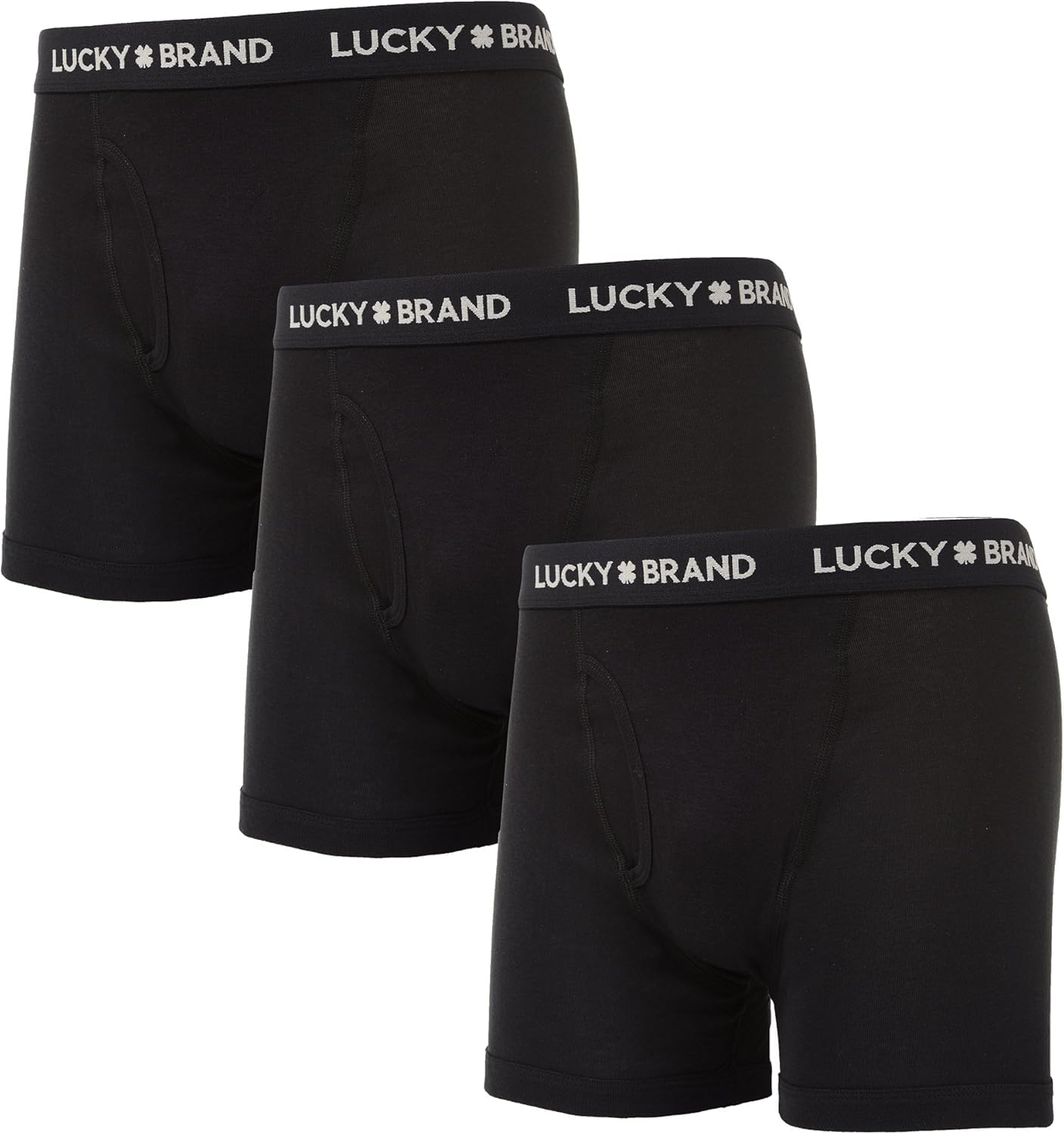 Lucky Brand Men's Boxer Briefs 3-Pack - Classic Cotton Underwear with Functional Fly for Everyday Comfort (S-XXL) | Perfect for Work, Gym & Lounge Wear