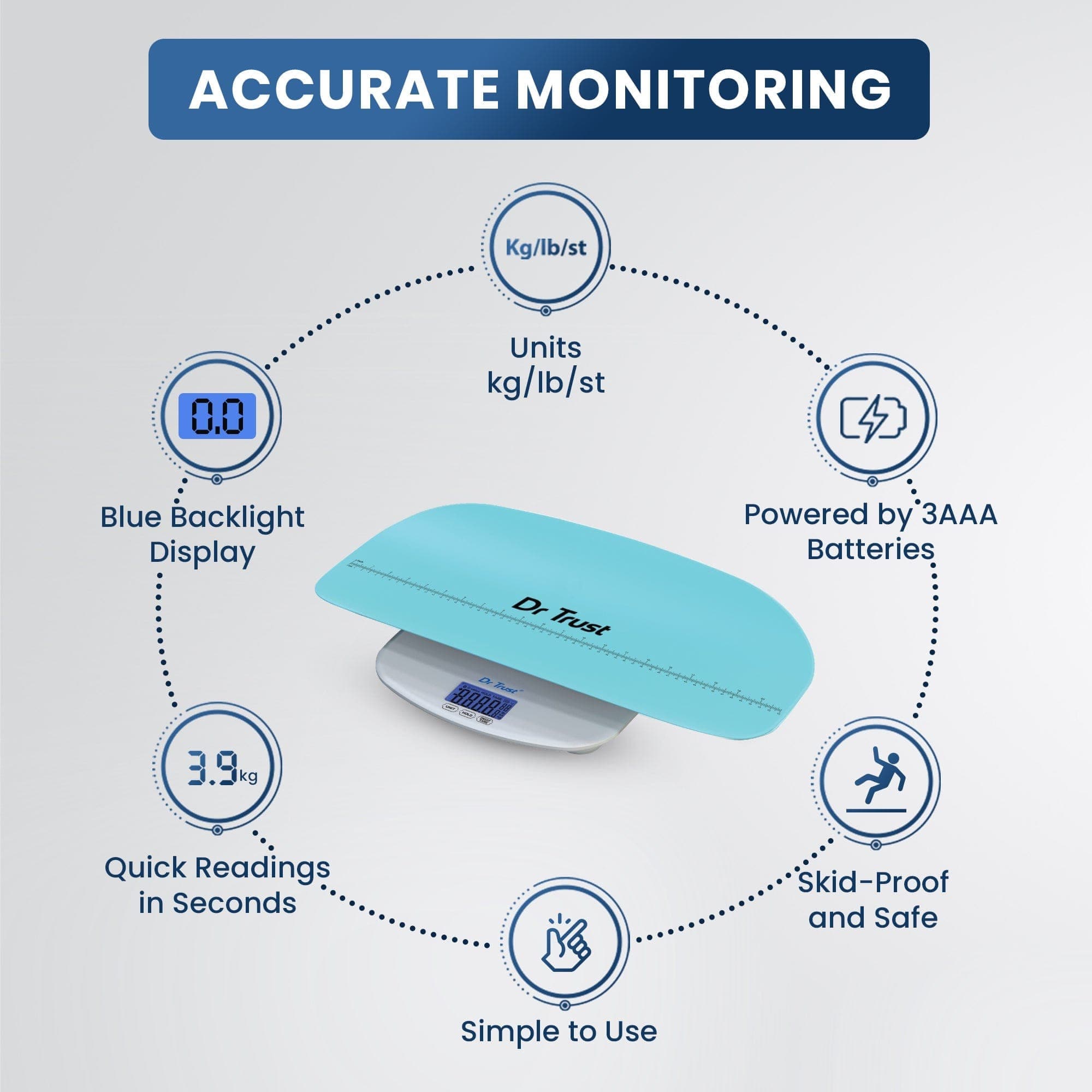 Dr Trust USA Growbuddy Digital Baby Infant Toddler & Adult Weight Scale - Accurate 510lb Capacity for Home, Clinic & Gym Use