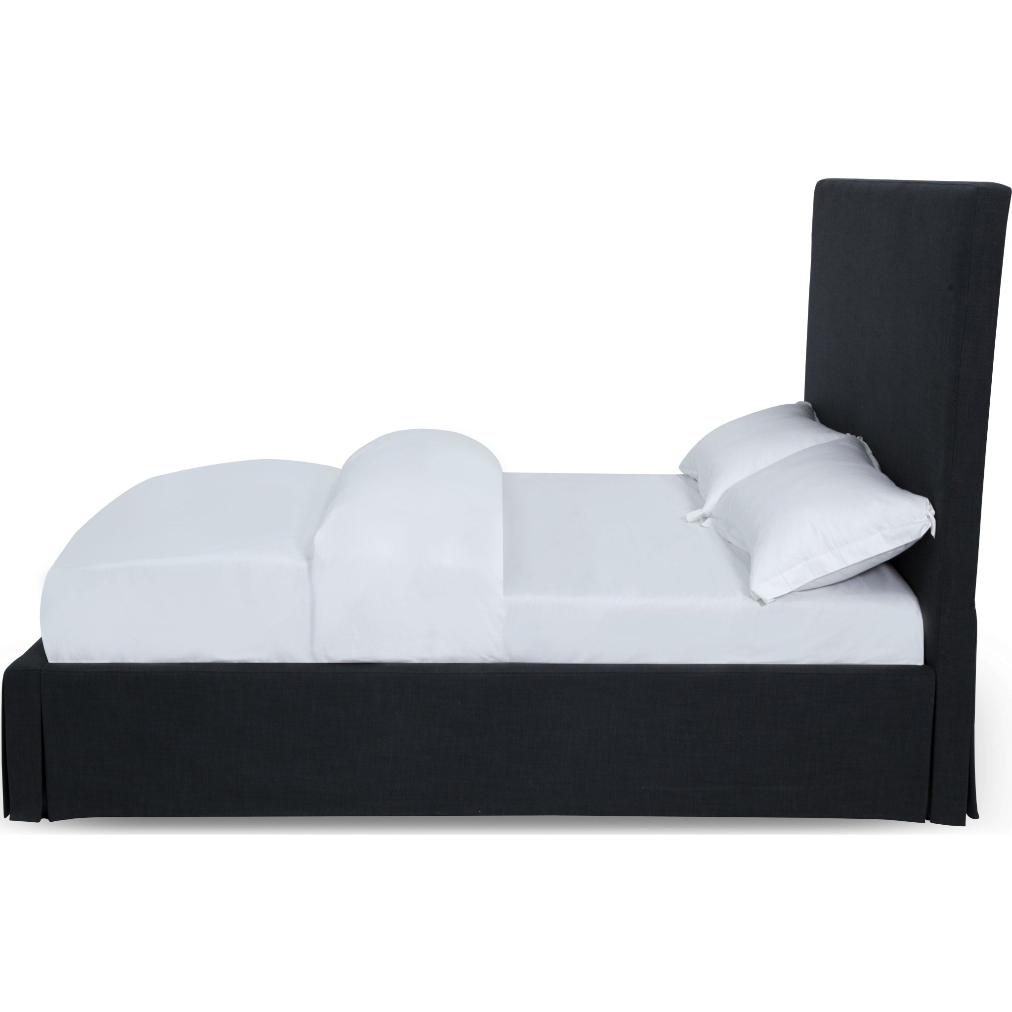 Cheviot Upholstered Skirted Panel Bed Frame - Queen Size Iron Platform Bed with Headboard - Perfect for Modern Bedroom & Guest Room Decor