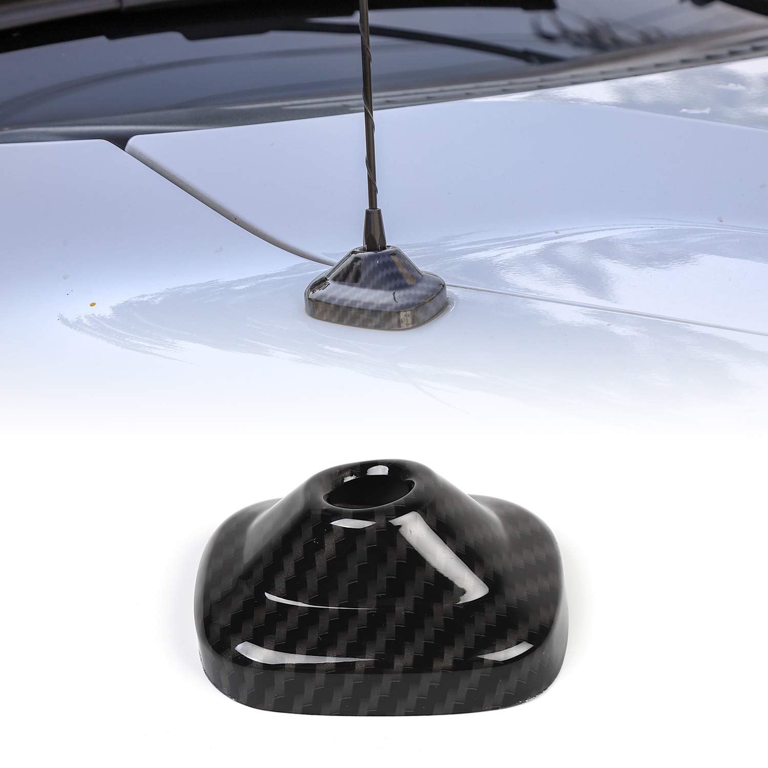 Carbon Fiber Grain Radio Antenna Base Cover Trim for Ford F150 2009-2014 | Durable Replacement Part for Truck Accessories | Perfect for Off-Roading & Car Customization