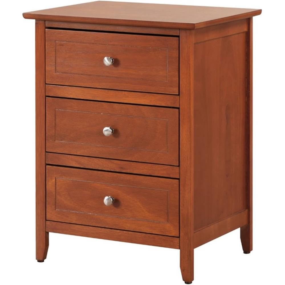 Glory Furniture Daniel 3-Drawer Oak Nightstand - Bedside Table for Bedroom, Living Room & Guest Room Storage