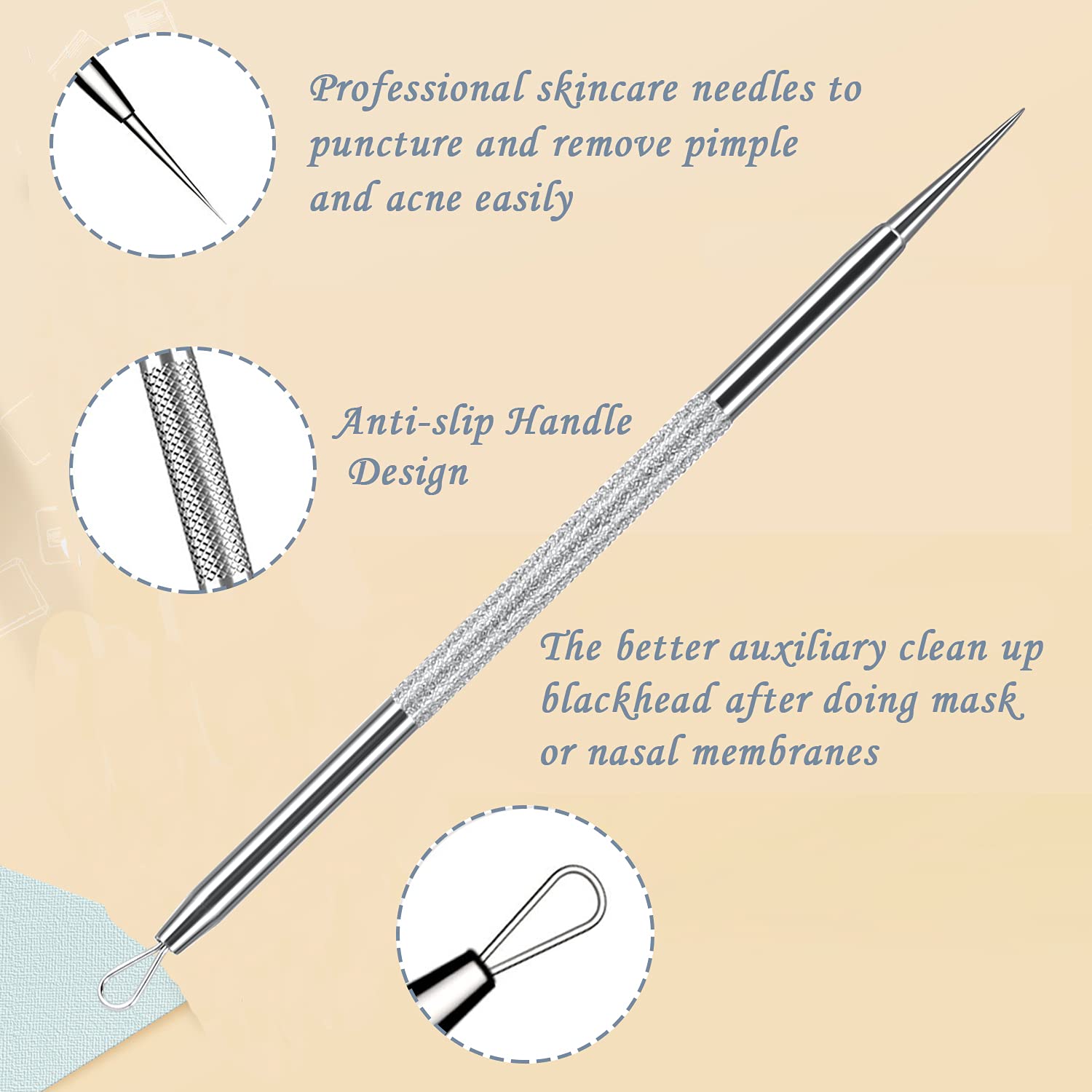 6-in-1 Blackhead Remover Pimple Popper Tool Kit - Professional Comedone Extractor & Acne Blemish Tweezers for Face Skin Care | Perfect for Home Spa, Acne Treatment & Blackhead Removal at Home