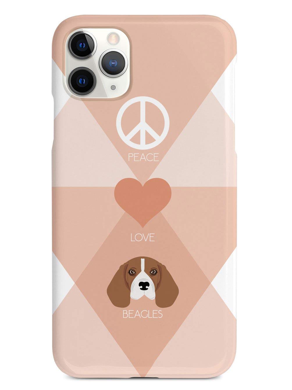 Inspired Cases - Premium 3D Textured Protective Phone Case Compatible with iPhone 11 Pro Max - Peace, Love & Beagles Design - Durable Shockproof Cover for Everyday Use & Outdoor Activities