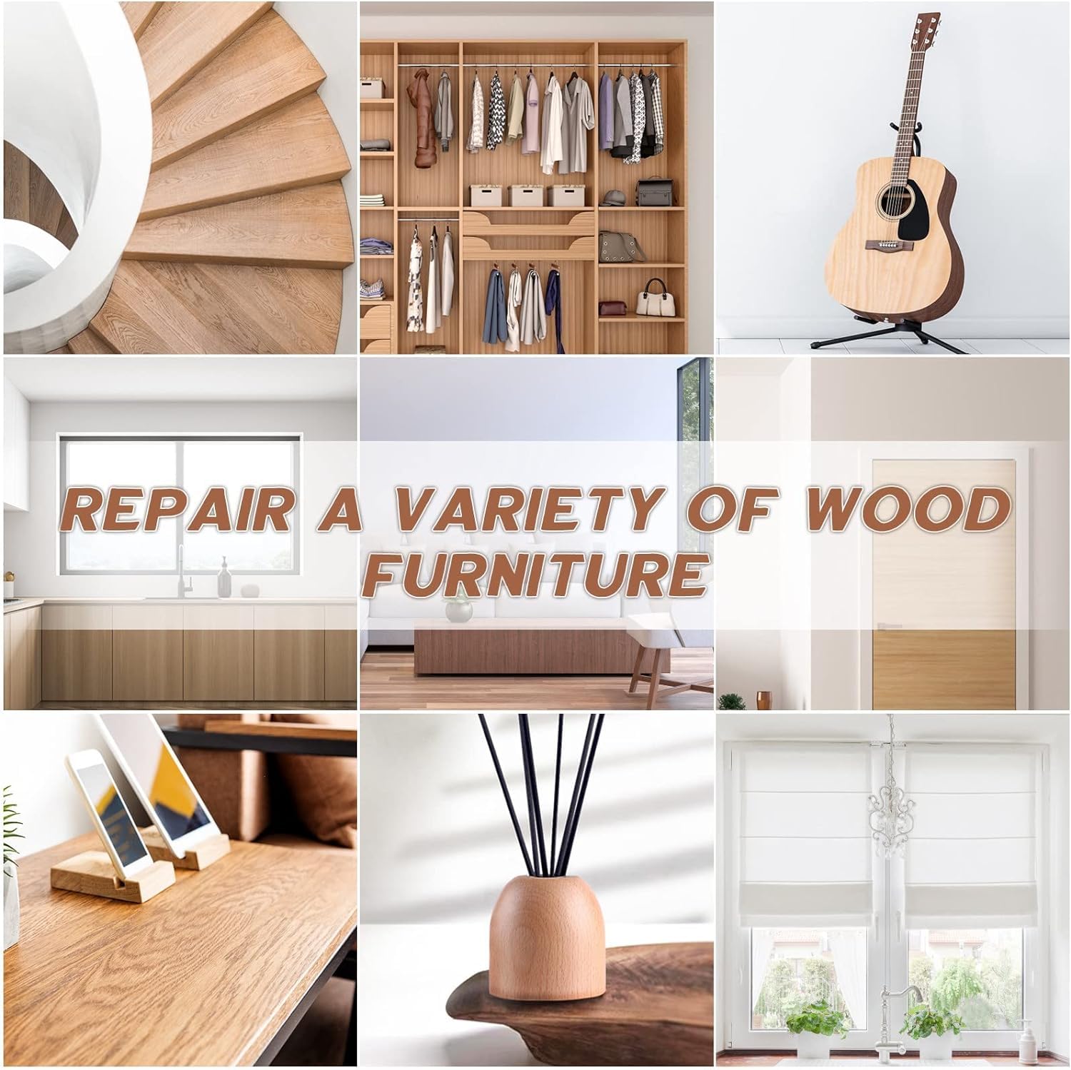 17-Piece Wood Scratch Repair Kit - DEWEL Furniture Markers & Wax Sticks for Stains, Scratches on Wood Floors, Tables, Bedposts - Perfect for Home, Office & DIY Furniture Restoration