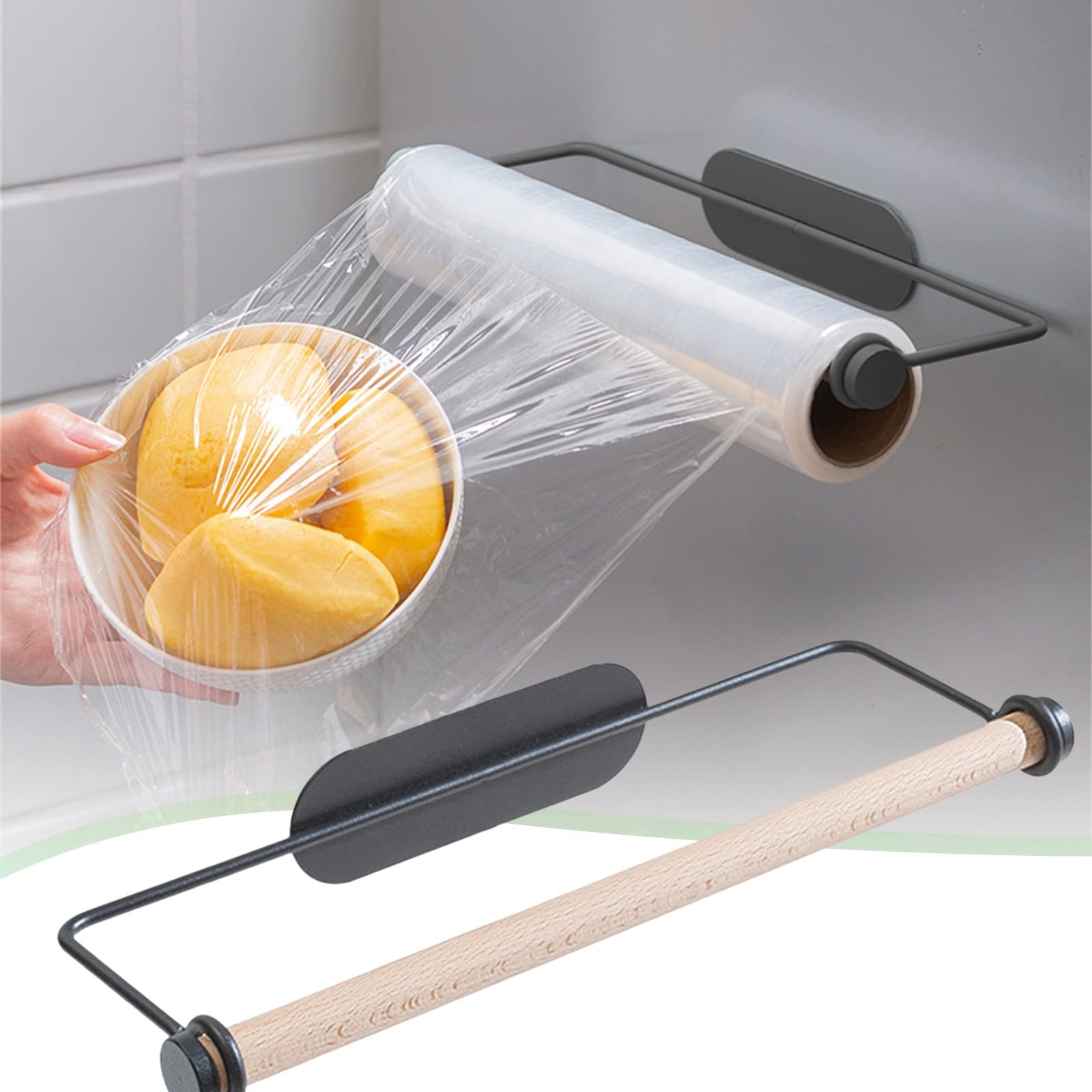 Stainless Steel Wall Mount Paper Towel Holder for Kitchen, Bathroom & Office - Heavy Duty Wrought Iron Roll Holder for Paper Towels, Plastic Wrap & Rags - Space Saving Home Organization Solution