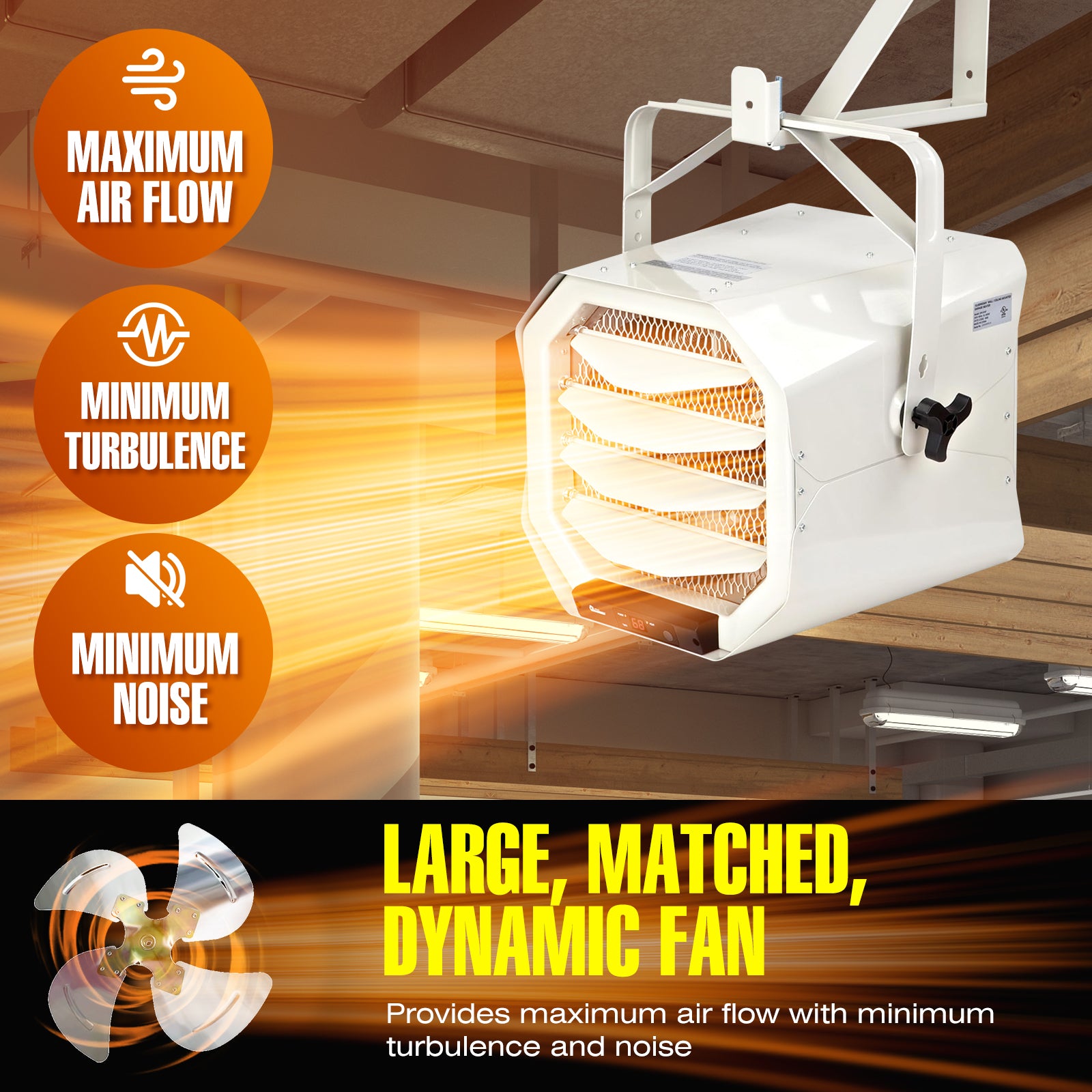 Dr. Infrared Heater DR 910F 10000W 240V Heavy Duty Hardwired Shop & Garage Heater with Remote Thermostat - Wall/Ceiling Mount for Warehouse, Workshop & Industrial Spaces
