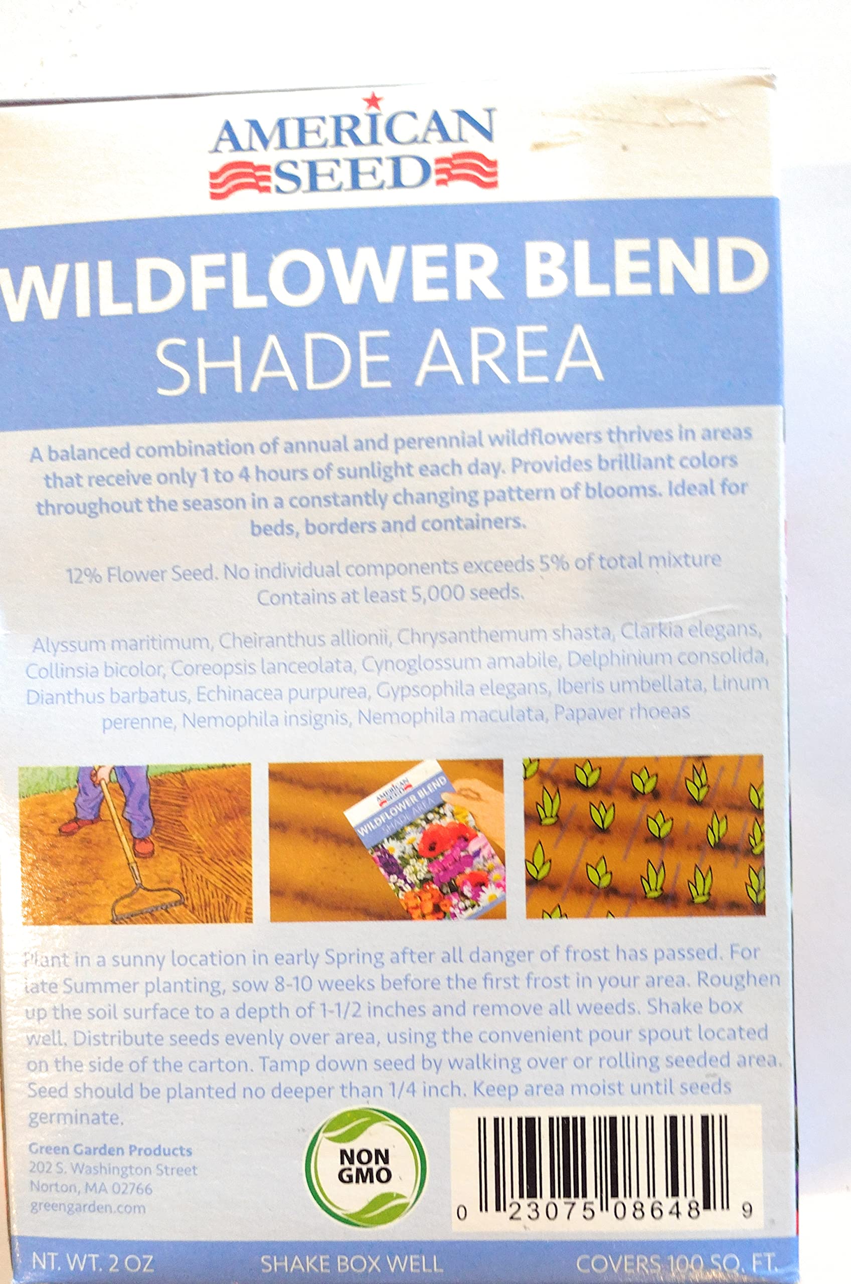 Wildflower Blend Shade Seed Mix - 2 Oz Packet (Covers 100 Sq Ft) - Pack of 4 - Perfect for Shady Gardens, Woodland Areas & Low-Light Landscaping