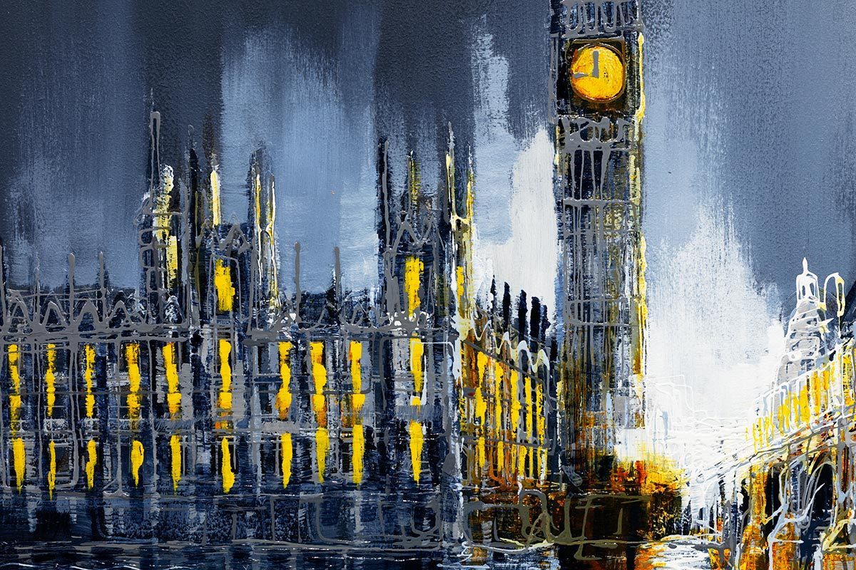 Across the Thames II Original Painting - London River Landscape Artwork for Home & Office Decor | Perfect Gift for Art Lovers & Interior Design