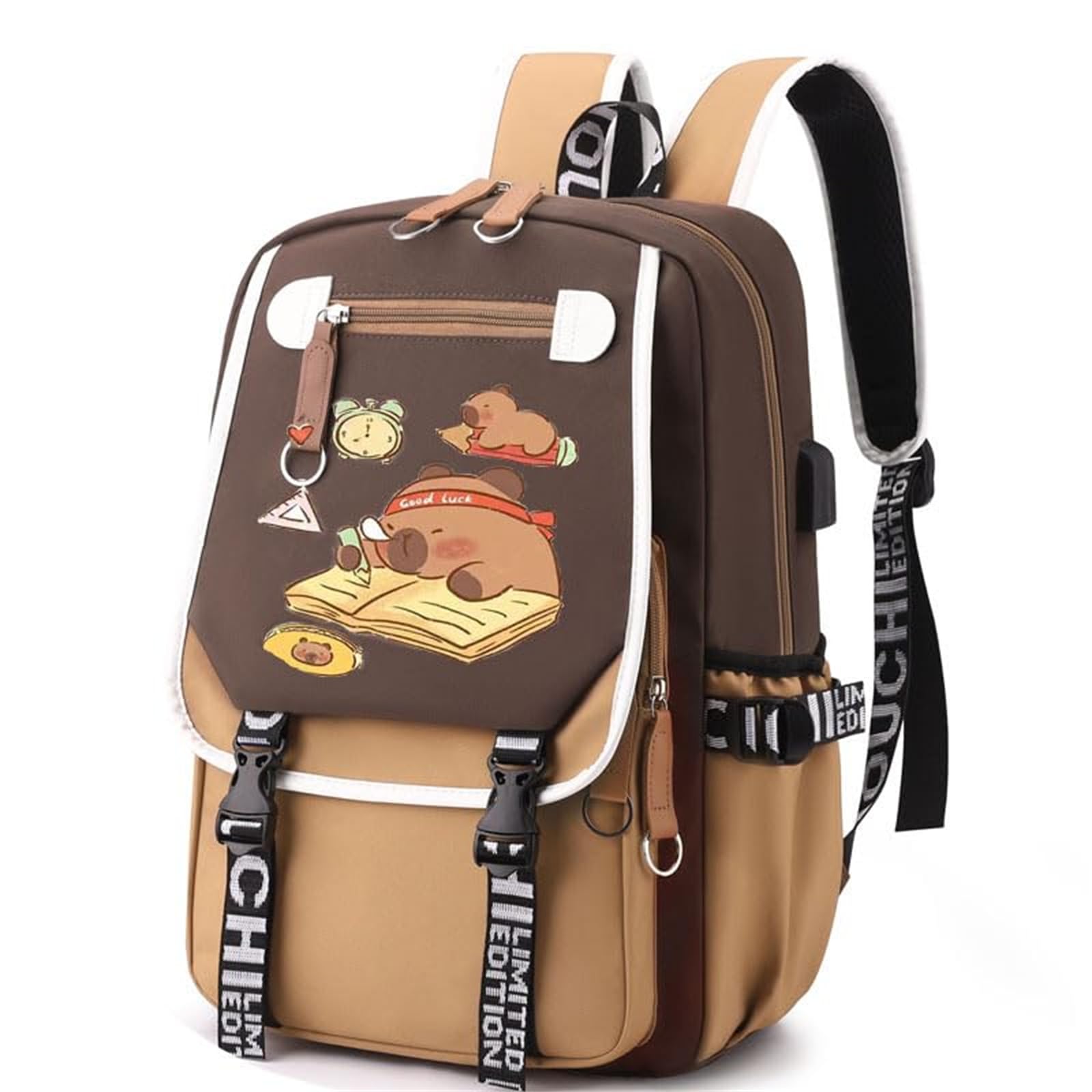Cute Large Capacity Capybara Backpack for School - Kawaii Animal Print Kids & Teen Bookbag, Durable Waterproof Backpack for College, Travel & Daily Use