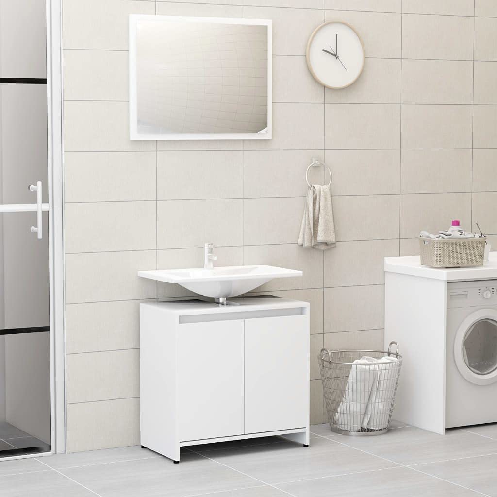SOONHUA Freestanding Bathroom Storage Cabinet - White Chipboard Organizer for Small Spaces | Perfect for Bathroom, Bedroom, or Closet Storage Solutions