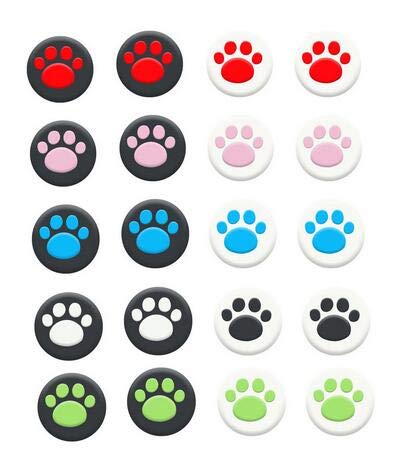 2 Pack Silicone Thumb Grip Caps for PS5, PS4, PS3, Xbox One X/S, Elite, Switch Pro, Xbox 360 & Wii U Controllers - Soft Rubber Analog Stick Covers with Cute Cat Paw Design - Perfect for Gaming Comfort & Enhanced Grip