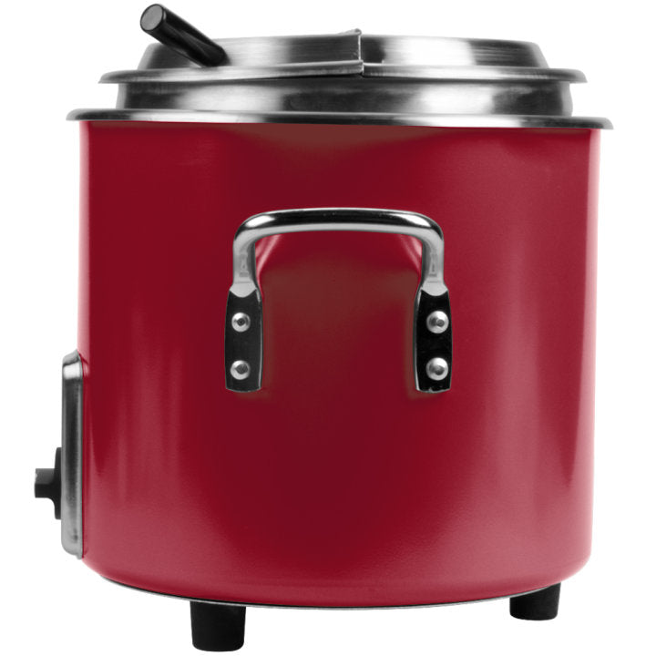 Vollrath Retro 11 Quart Stainless Steel Soup Warmer with Lid - Commercial Grade Food Warmer for Restaurants & Catering (Red, Model 7217255) | Perfect for Buffets, Cafeterias & Large Gatherings