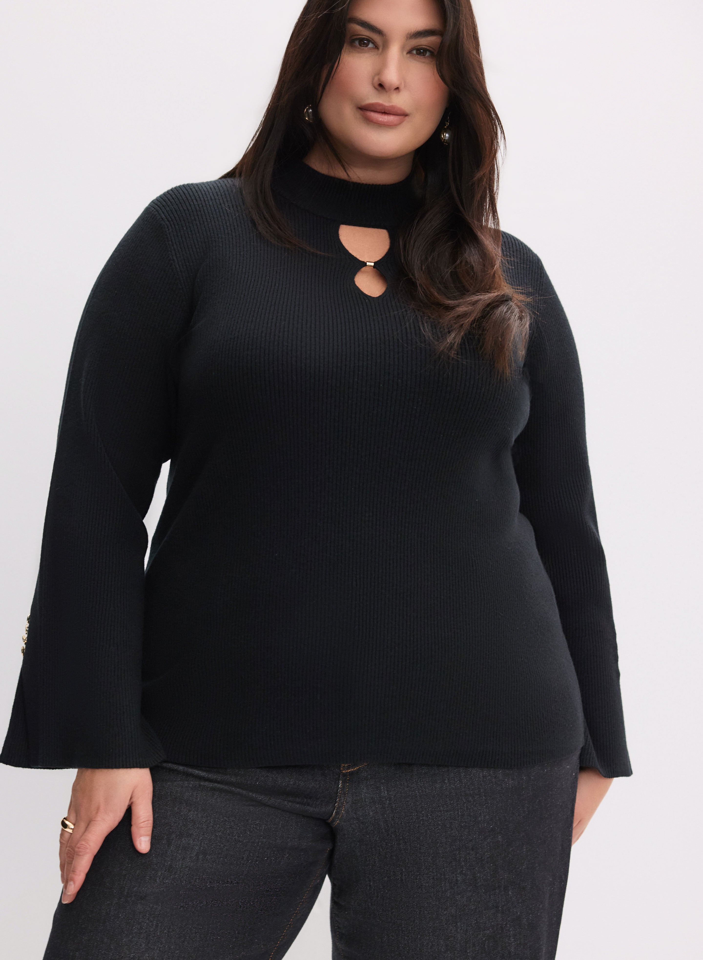Stylish Cutout Ribbed Sweater for Women - Trendy Knit Pullover with Unique Shoulder Cutout Design | Perfect for Fall Layering, Date Nights & Casual Outfits