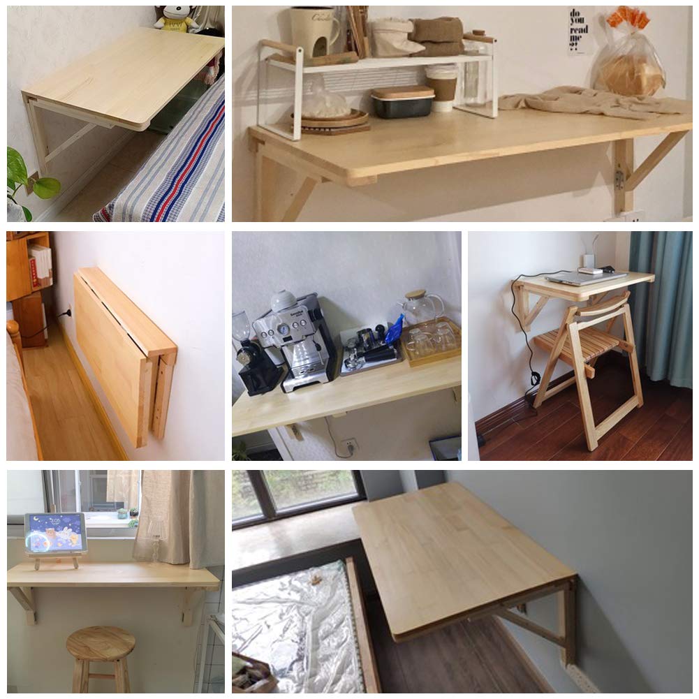 MM MELISEN Wall Mounted Folding Table - Space Saving Floating Desk for Kids, Dining, Study, Kitchen, Laundry Room & Bar Counter - Perfect for Small Apartments, Dorms & Tiny Homes