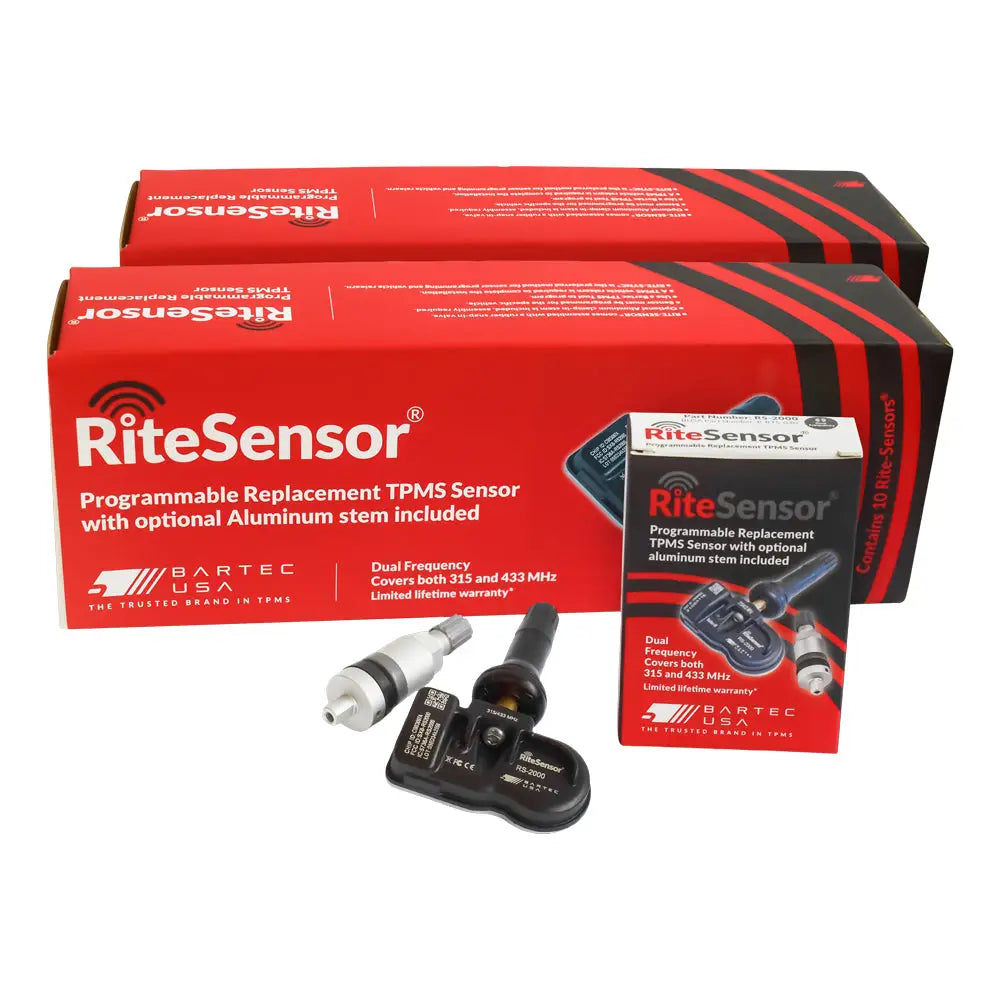 Bartec RS 2000 RITESensors Dual Band TPMS Sensor (315/433Mhz) with Rubber/Metal Valve Stems - Compatible with Most US & European Vehicles for Accurate Tire Pressure Monitoring
