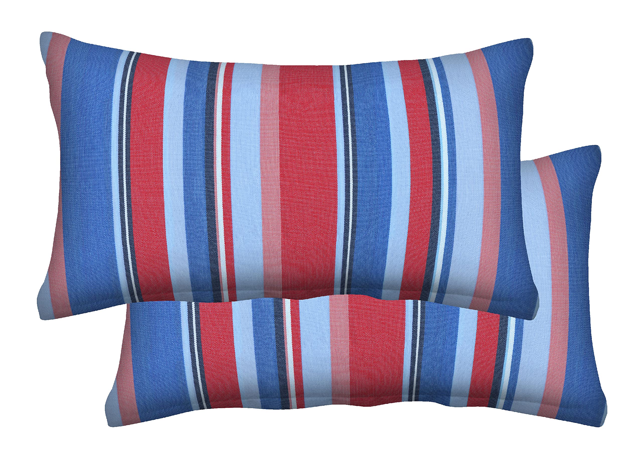 Premium Honeycomb Pattern Reversible Throw Pillows (Set of 2) - Indoor/Outdoor Stripe Design in Red & Blue - Eco-Friendly Recycled Polyester Fill - Weather & Stain Resistant - 21