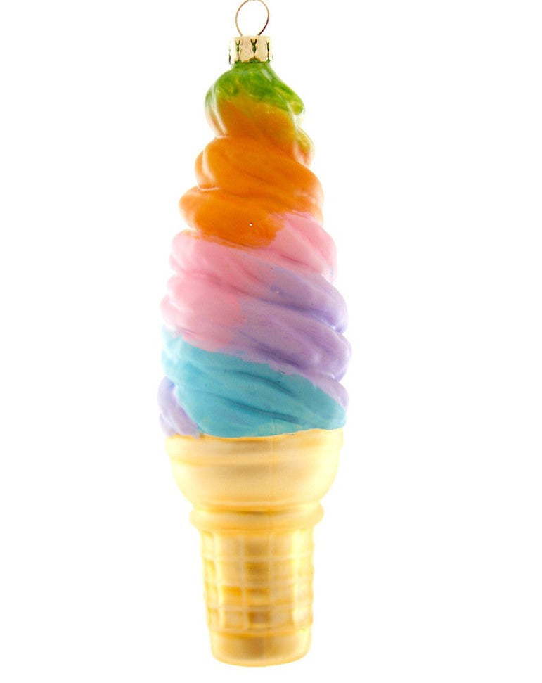Deluxe Soft Serve Ornament - Rainbow Sherbet Ice Cream Christmas Tree Decor by Cody Foster & Co | Perfect for Holiday Decorations, Winter Wonderland Theme, and Festive Party Decor