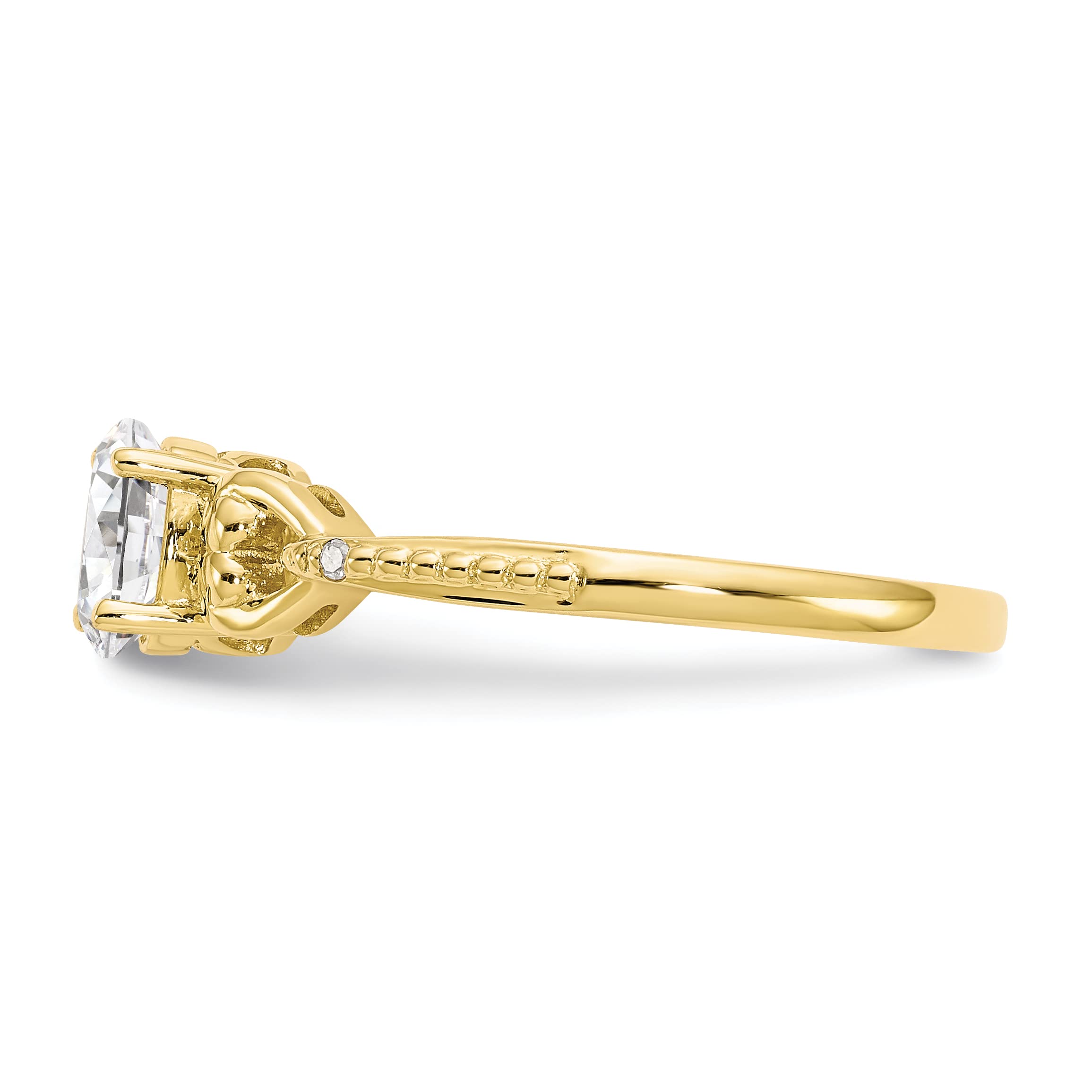 10K Yellow Gold White Topaz & Diamond Ring for Women - Size 7, Elegant Bridal Jewelry, Anniversary Gift, Engagement Ring, Wedding Band, Promise Ring for Her