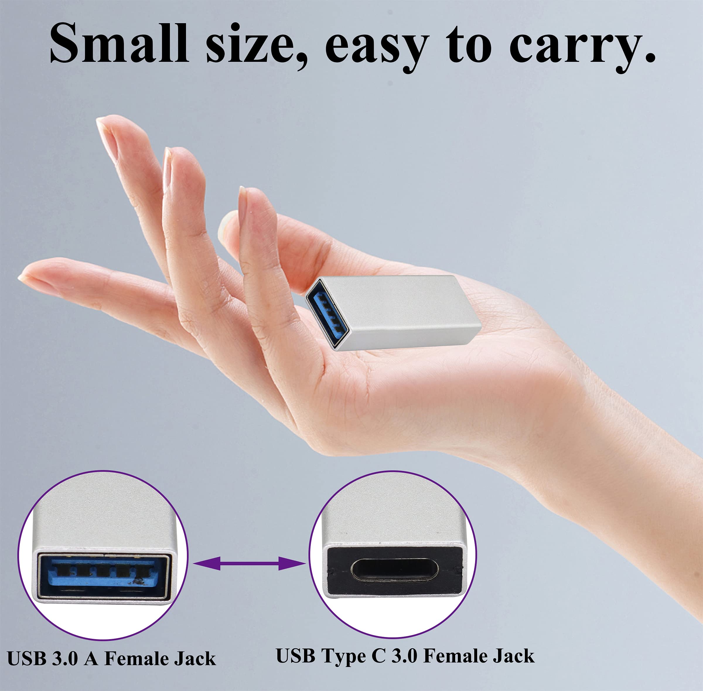 USB C to USB 3.0 Adapter (2-Pack) - Fast 5Gbps Data Sync & Charging for PC, Phones, Power Banks