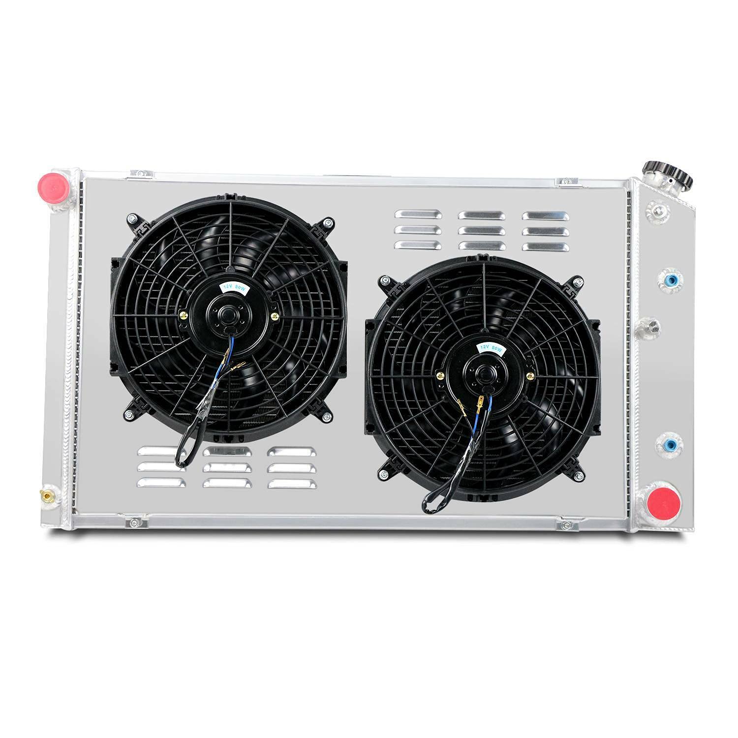 High-Performance RadySpeed 4-Row Aluminum Radiator with Shroud & Cooling Fans for 1970-1981 Chevy Camaro & 1978-1987 Monte Carlo - Perfect for Street Racing, Hot Rods & Classic Car Restoration