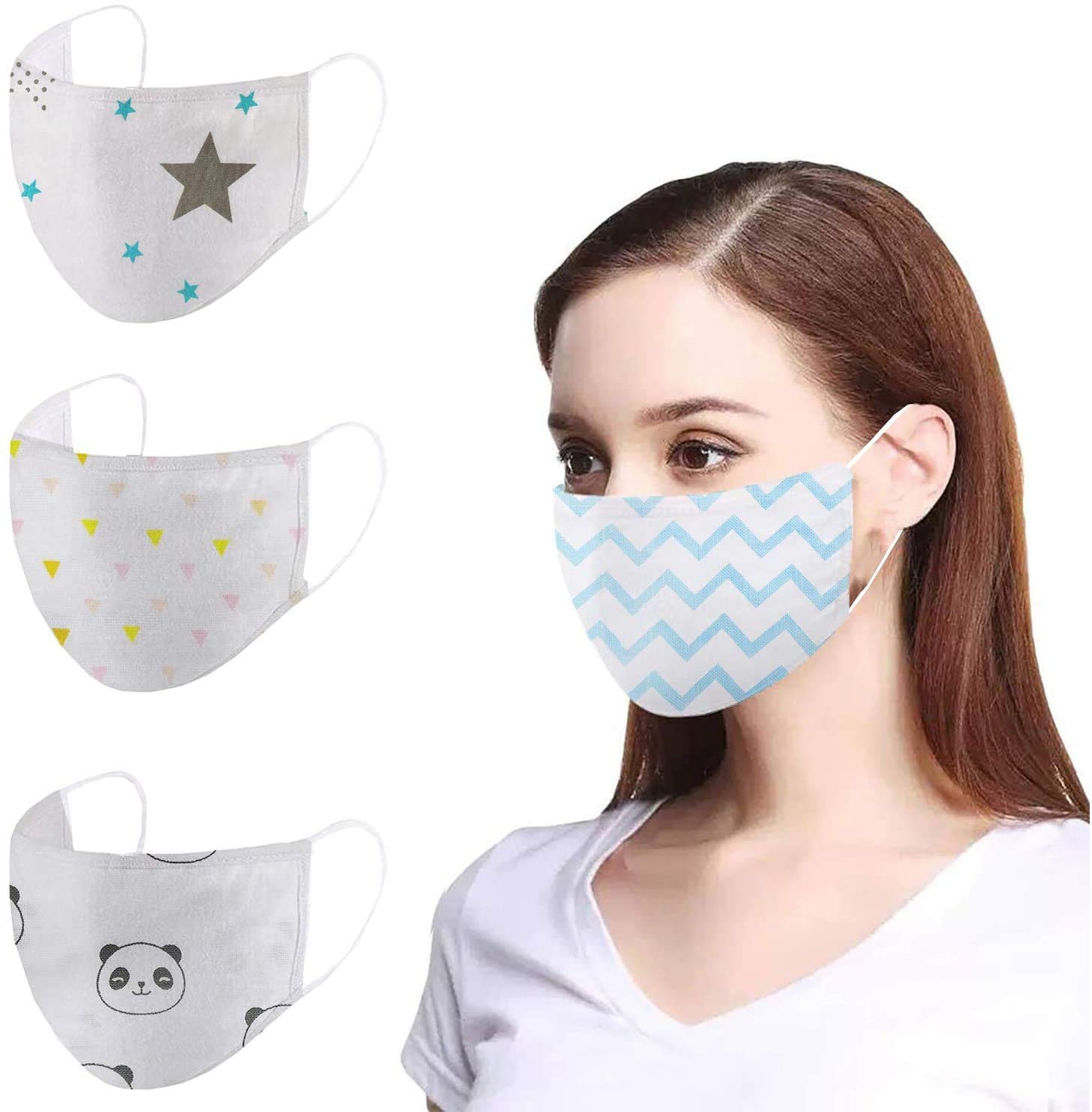 Eco-Friendly 100% Cotton Washable & Reusable Muslin Face Mask - 4-Layer Breathable Cloth Mask with Multi-Print Design (Pack of 12) - Perfect for Daily Use, Travel, and Outdoor Activities