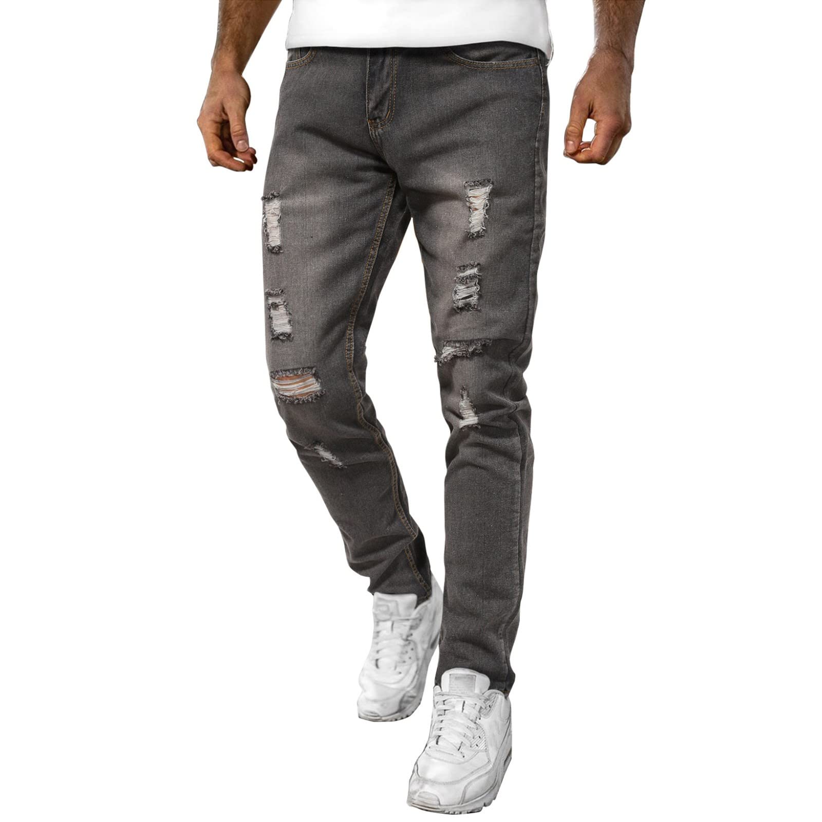 Men's Relaxed Straight Jeans - Casual Fitness Pants for Gym & Daily Wear