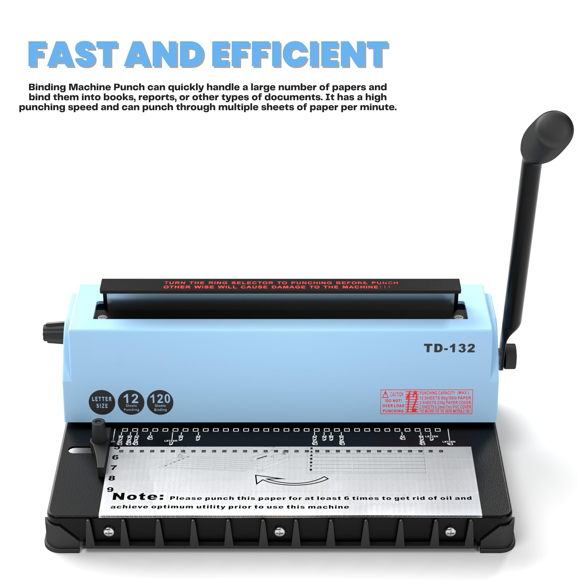 Premium Spiral Binding Machine - Manual Coil Binder for 12 Sheet Punching & 120 Sheet Binding (TD-132) | Perfect for Office Documents, School Projects, and DIY Bookbinding