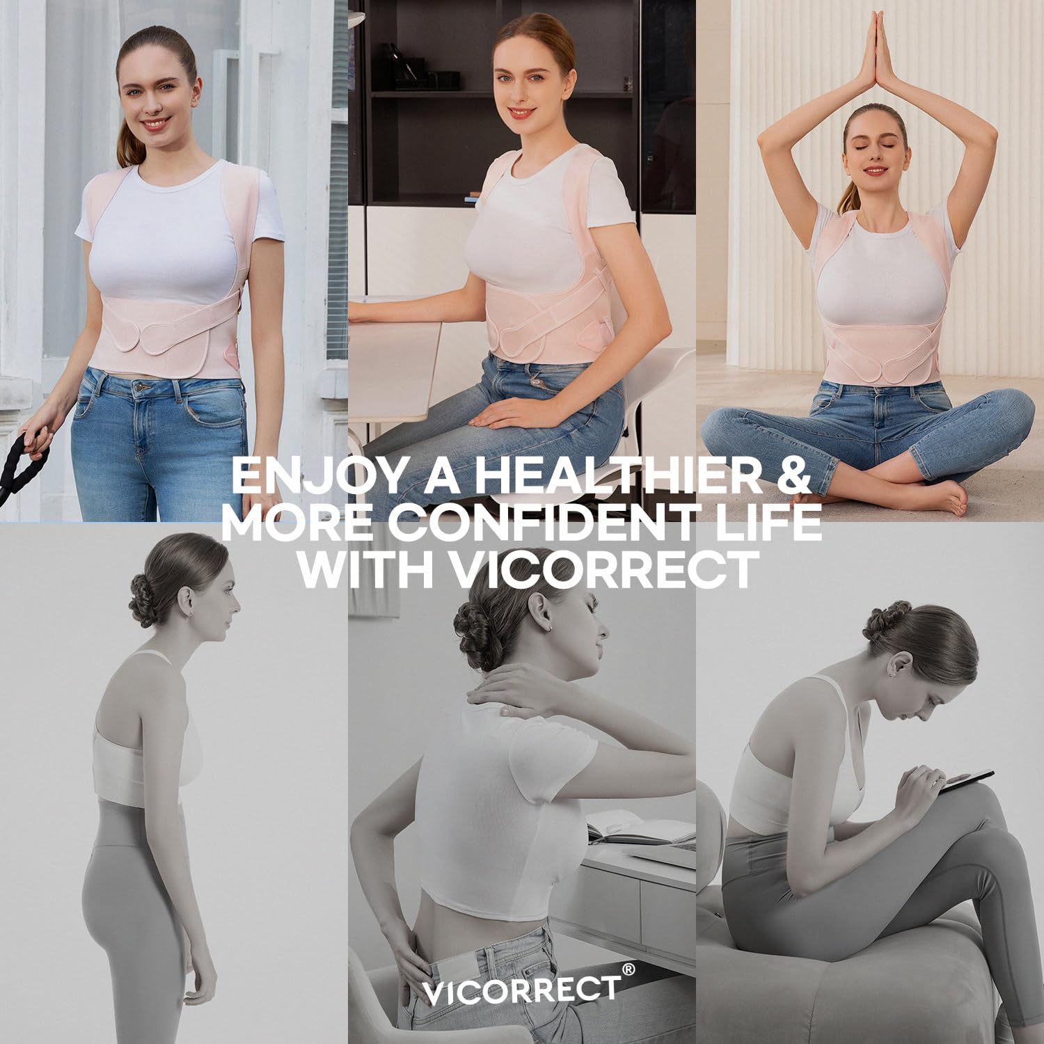 Women's Posture Corrector - Upper Back Pain Relief & Spine Alignment Support (Pink, Medium) | Perfect for Office Work, Driving & Daily Posture Improvement