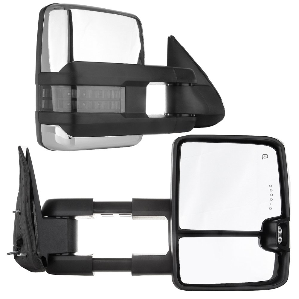 AUTOMUTO Power Heated Towing Mirrors with Turn Signal & Width Light - Compatible with Cadillac Escalade, Chevy, GMC Sierra 1999-2002 (LH Driver & RH Passenger Side) - Perfect for Towing, Camping & Off-Road Adventures