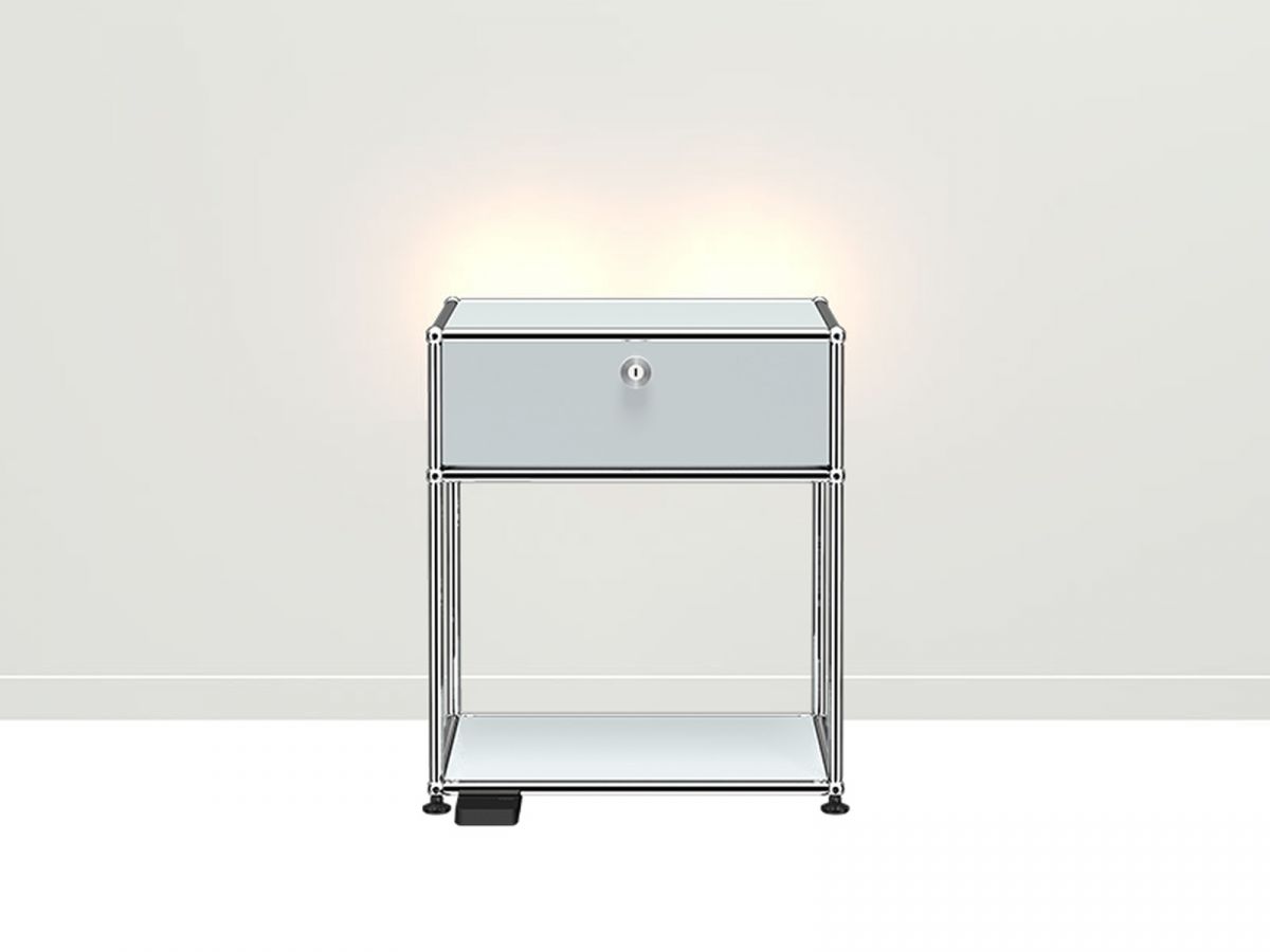 Haller E Modern Nightstand with USB Port - Stylish Bedside Table for Bedroom, Living Room & Office - Compact Storage End Table with Drawer and Shelf