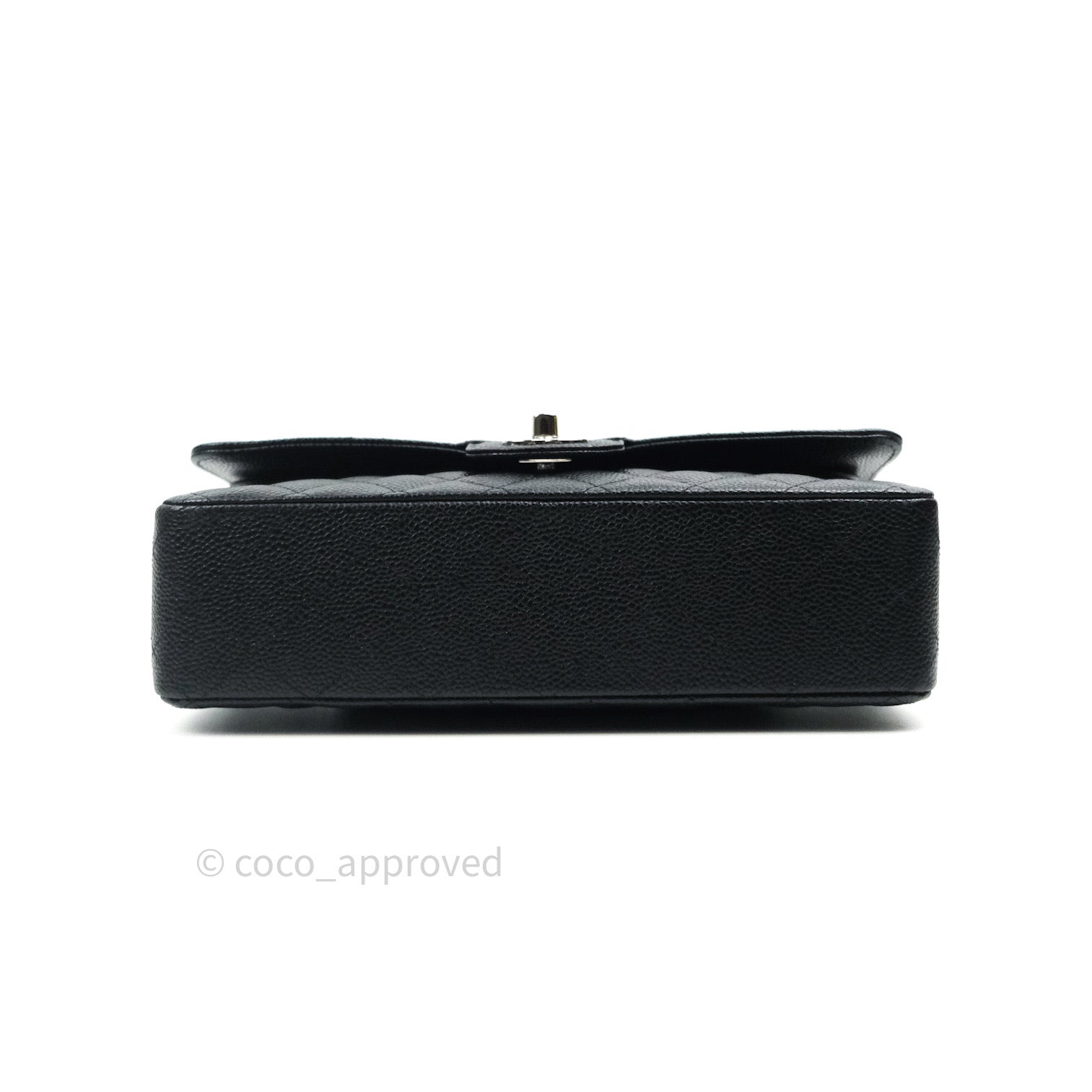 Chanel Classic M/L Medium Double Flap Bag Black Caviar Leather with Silver Hardware - Luxury Designer Handbag for Women, Perfect for Work, Evening Events & Special Occasions