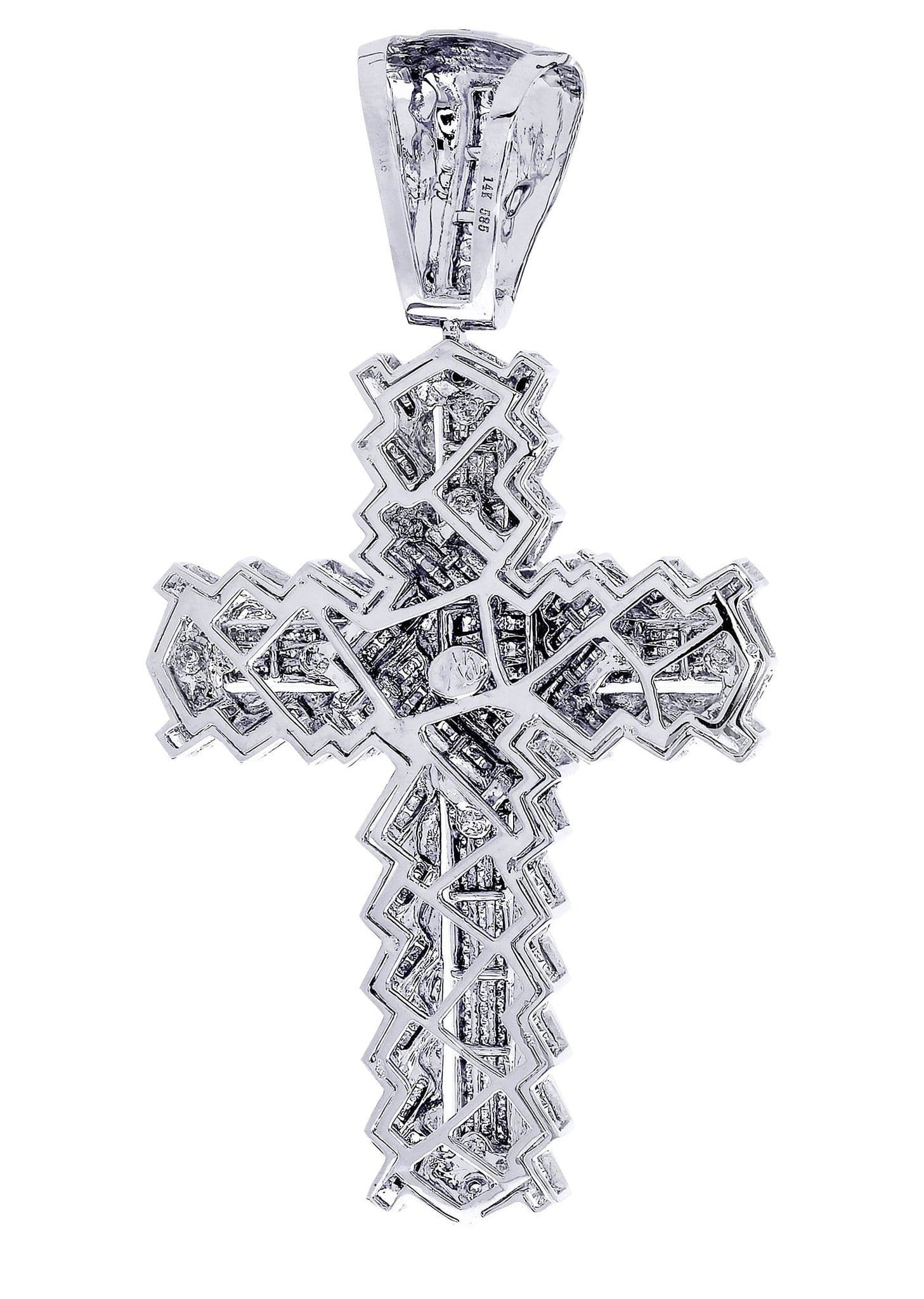2.56 Carat Diamond Cross Pendant Necklace - 32.95 Grams Solid Gold Religious Jewelry for Women - Perfect for Church, Weddings & Special Occasions