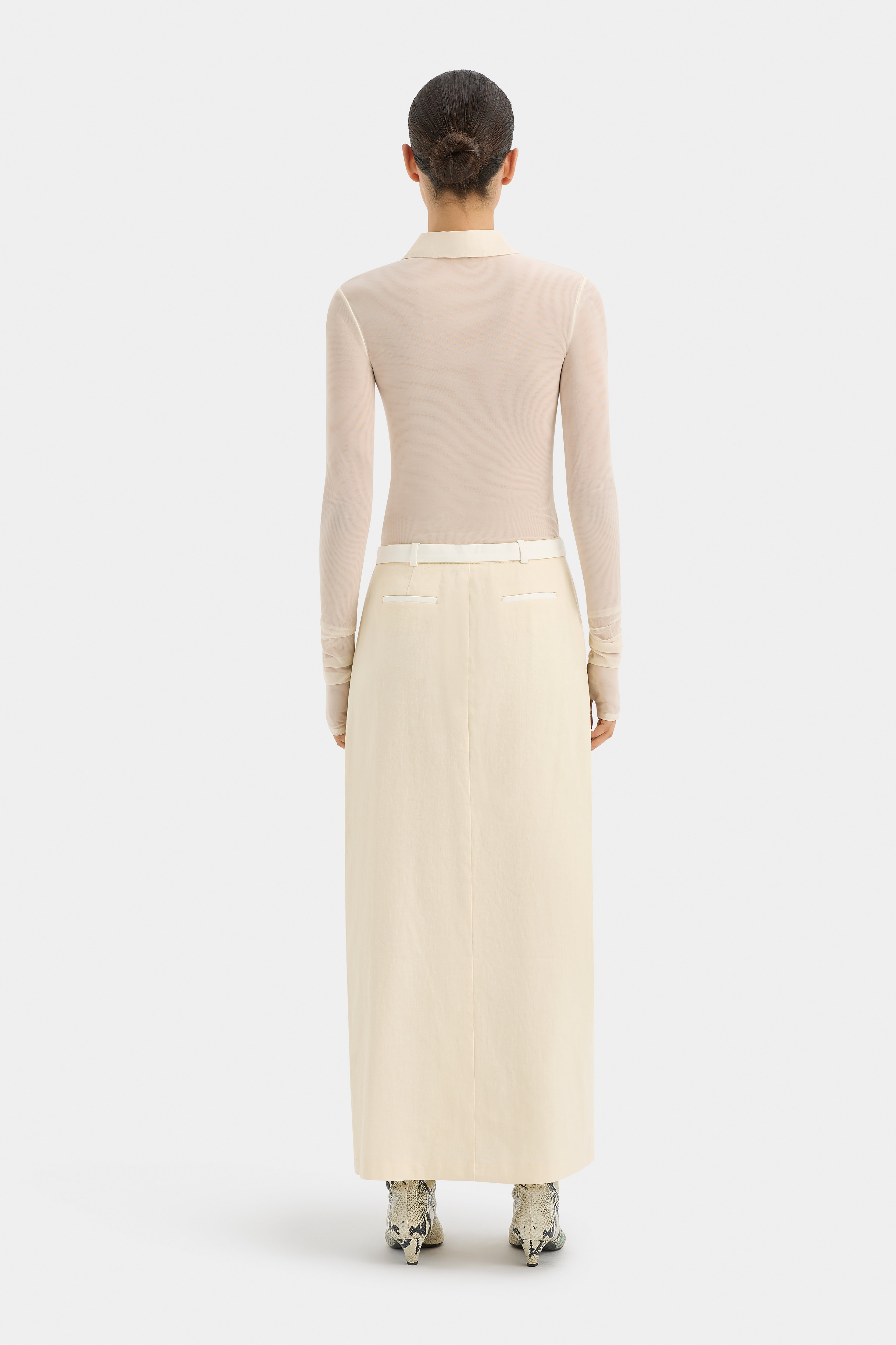 Dune Midi Skirt in Cream - Women's High Waisted A-Line Skirt for Casual Wear, Office & Date Night