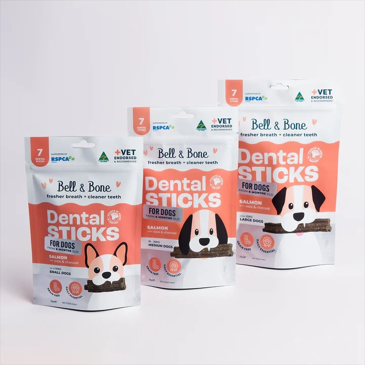 Bell & Bone Salmon with Mint & Charcoal Dental Chews for Dogs - Freshens Breath & Cleans Teeth - Perfect for Daily Oral Care & Training Rewards