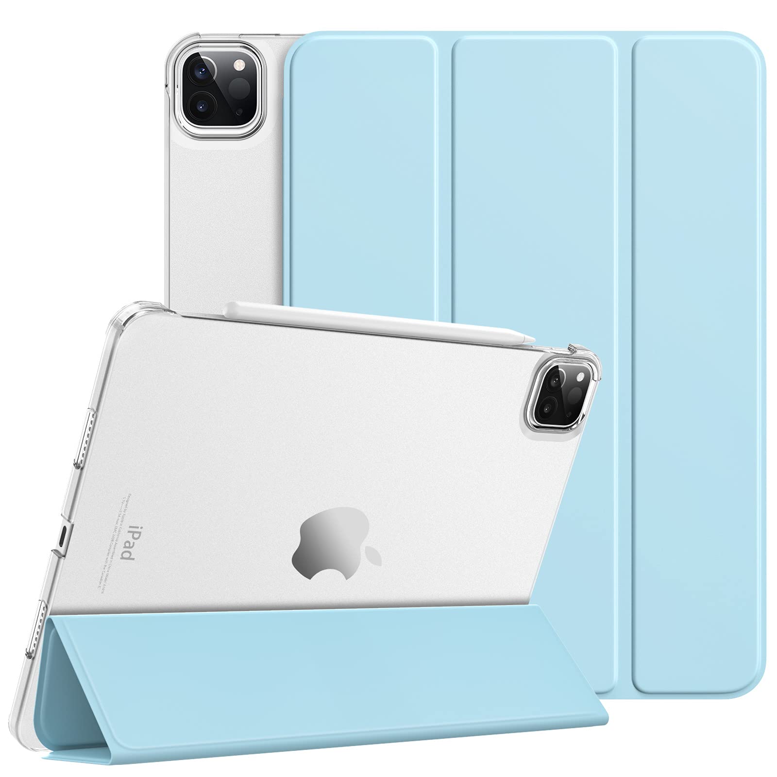 Dadanism Slim Smart Cover Case for iPad Pro 11 inch (2021 3rd Gen/2020 2nd Gen/2018) with Apple Pencil 2 Charging | Auto Wake/Sleep | Sky Blue | Perfect for Work, Study & Travel Protection