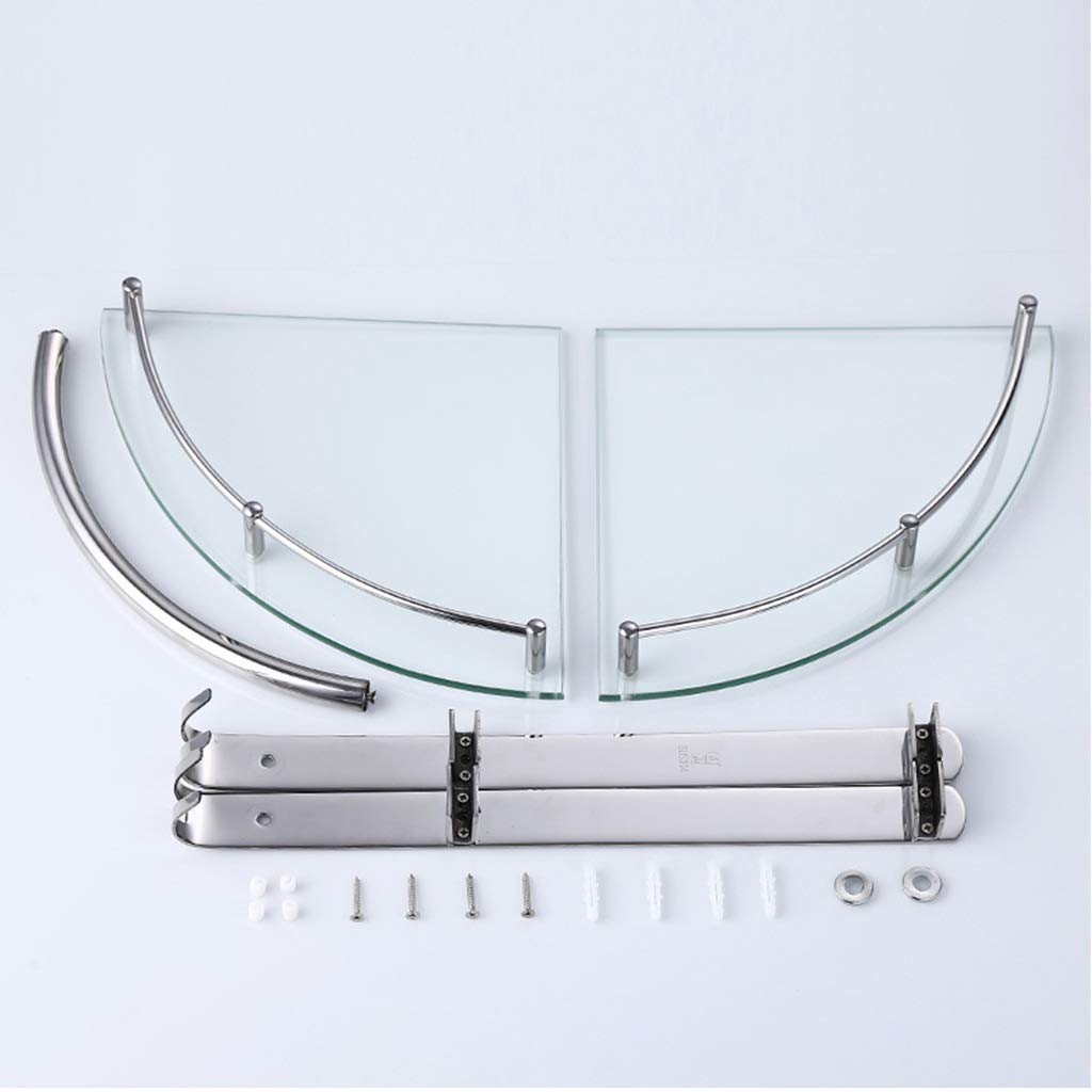 Glass Triangle Bathroom Shelf - Wall-Mounted Corner Storage for Shower & Kitchen