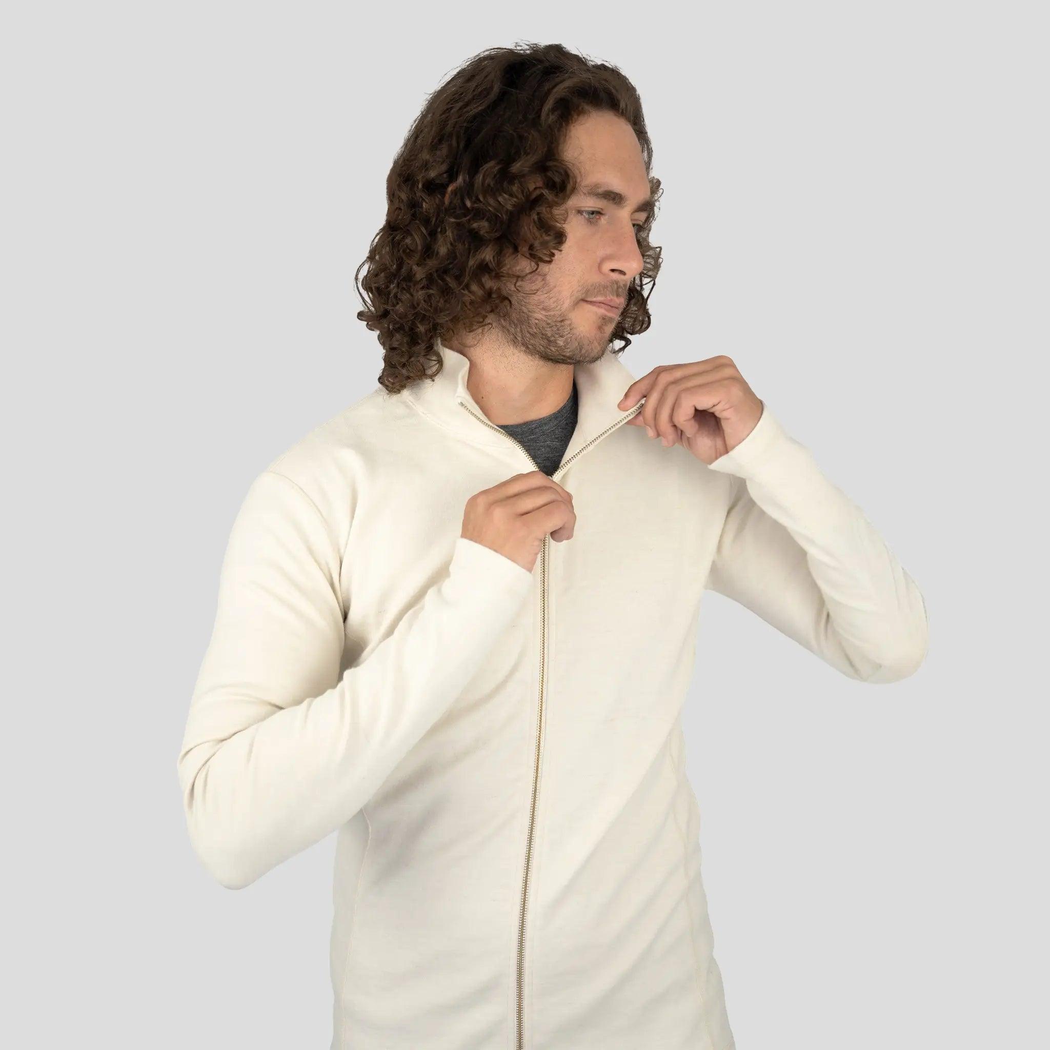 Men's Alpaca Wool Jacket - 420 Midweight Full Zip Fleece for Outdoor Hiking & Winter Travel | Warm & Durable Cold Weather Coat