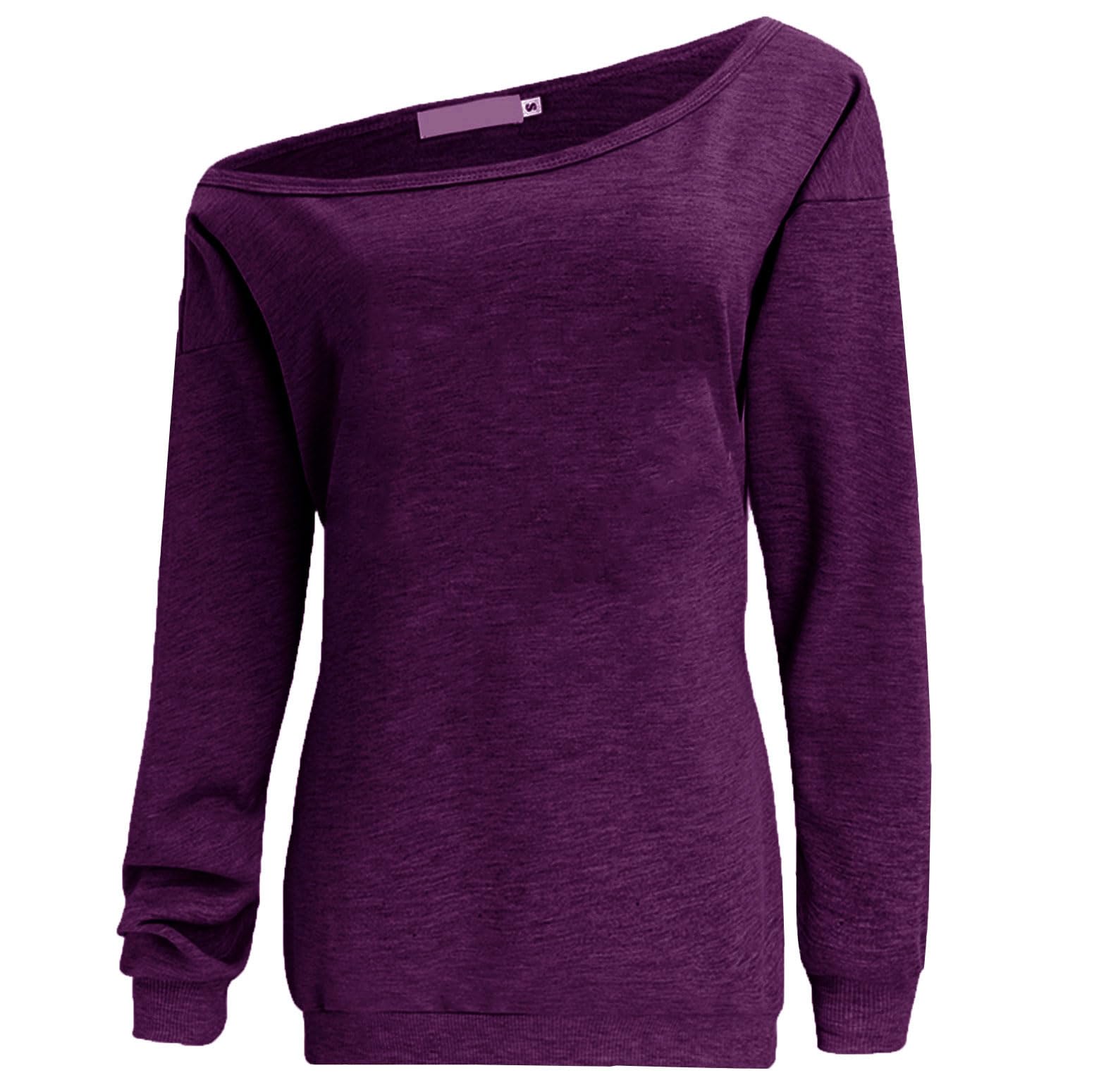 Lymanchi Women's Off Shoulder Sweatshirt - Long Sleeve Slouchy Pullover Top for Casual Wear | Sexy & Comfortable Loungewear for Date Night, Girls Night Out & Weekend Relaxation