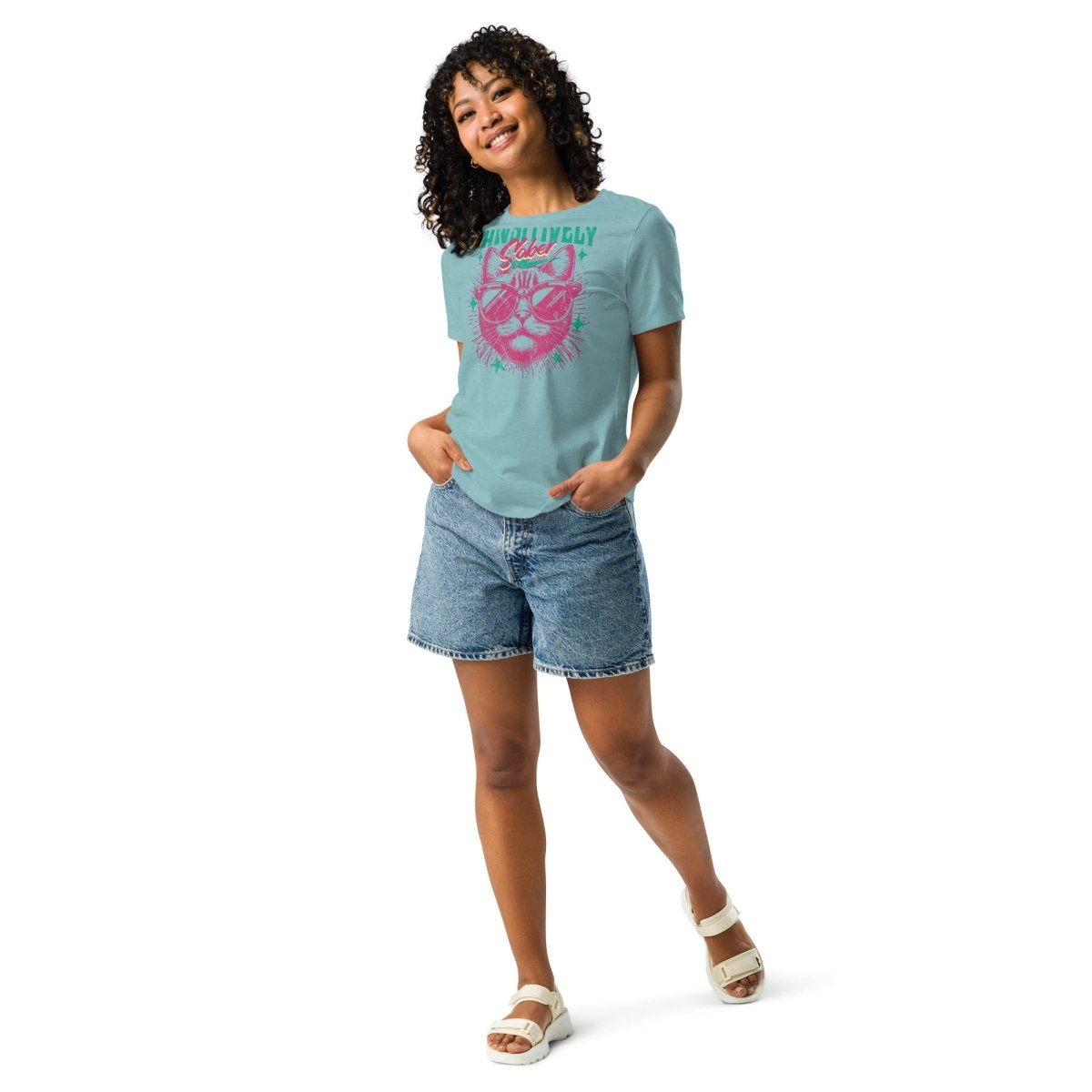 Relaxed Pawsitively Sober T-Shirt for Women - Soft Comfort Fit Tee with Inspirational Message | Perfect for Sober Living, Recovery Support & Casual Everyday Wear