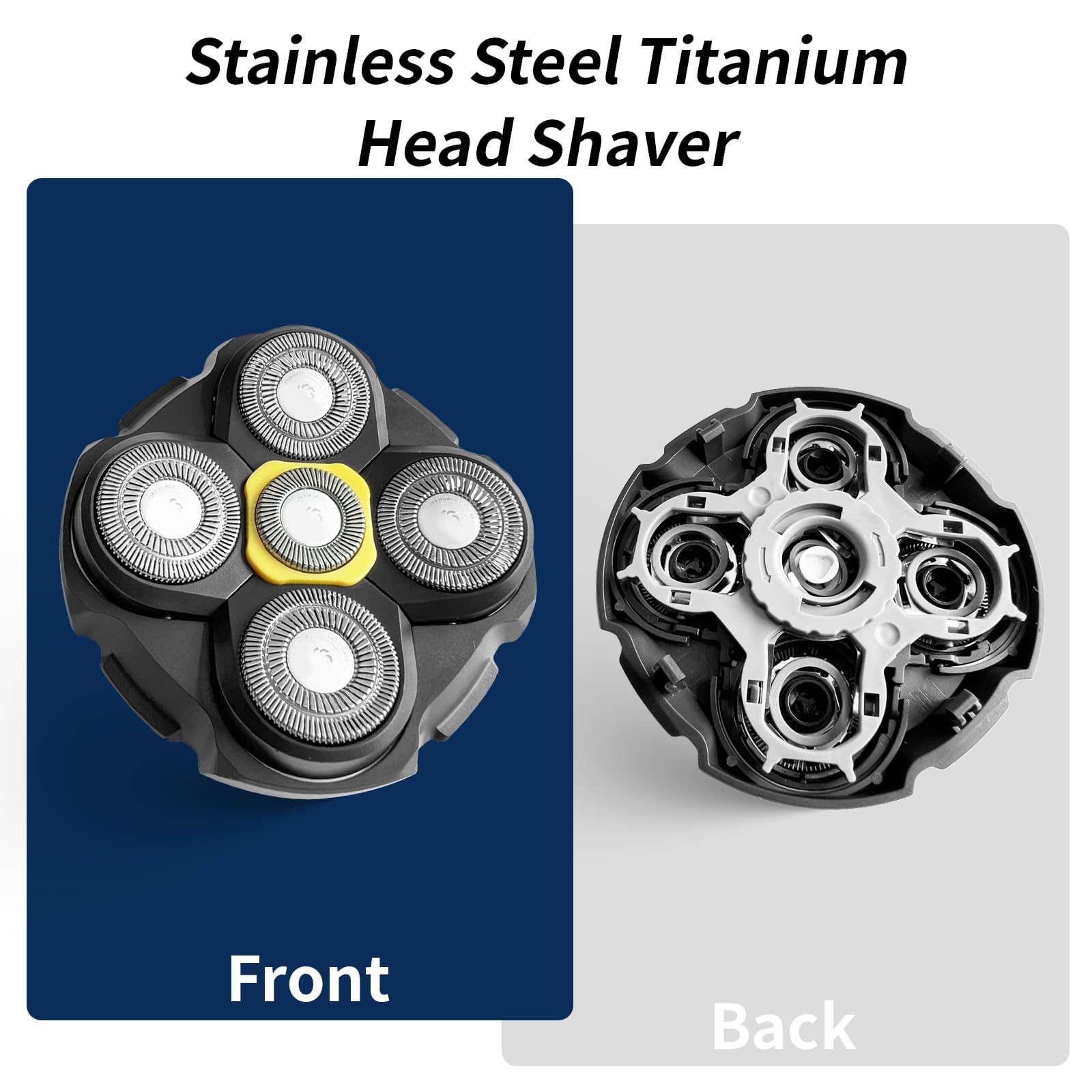2 Pack Replacement Shaver Heads for Microtouch Titanium Head Shaver - 5D Precision Blades for Bald Men's Head & Facial Shaving - Includes 4 Cleaning Brushes - Perfect for Home, Travel & Daily Grooming Routine