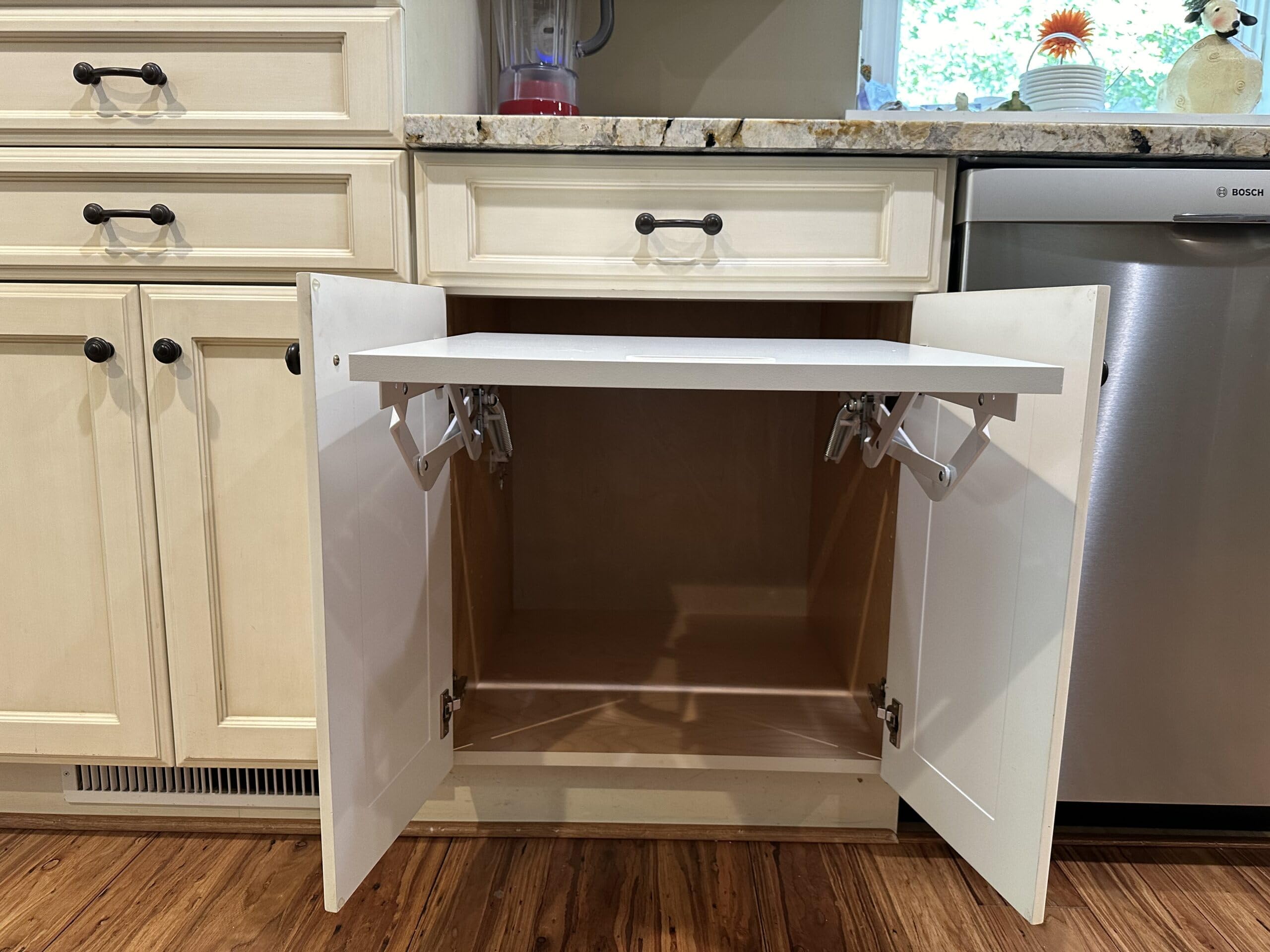 Heavy Duty Kitchen Appliance Lift with Self-Locking Spring Mechanism - White Space Saving Organizer for Mixers, Blenders & Small Appliances | Perfect for Pantry, Cabinet & Countertop Storage