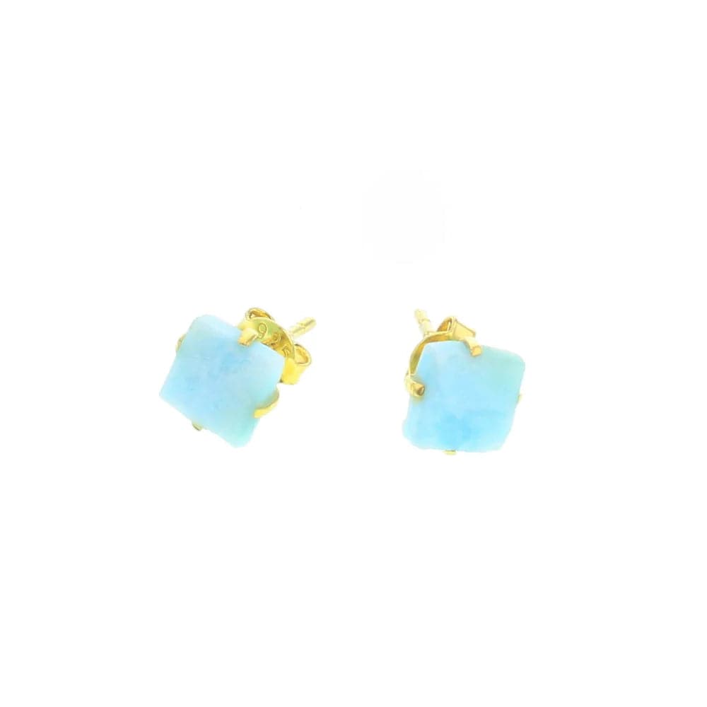 Larimar Gold Mineral Earrings – Handmade Blue Stone Jewelry for Women, Boho Dangle Earrings | Perfect for Beach Vacations, Weddings & Everyday Wear