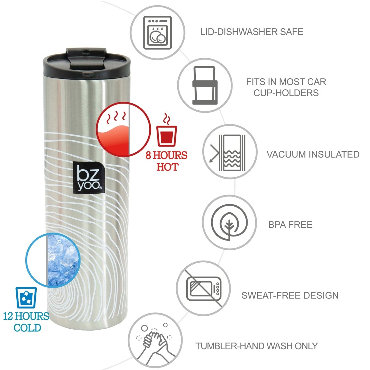 15oz Stainless Steel Vacuum Insulated Tumbler - Double Wall Thermal Coffee Mug, Hot & Cold Beverage Cup, BPA-Free, Organica White - Perfect for Office, Travel, Camping & Outdoor Activities