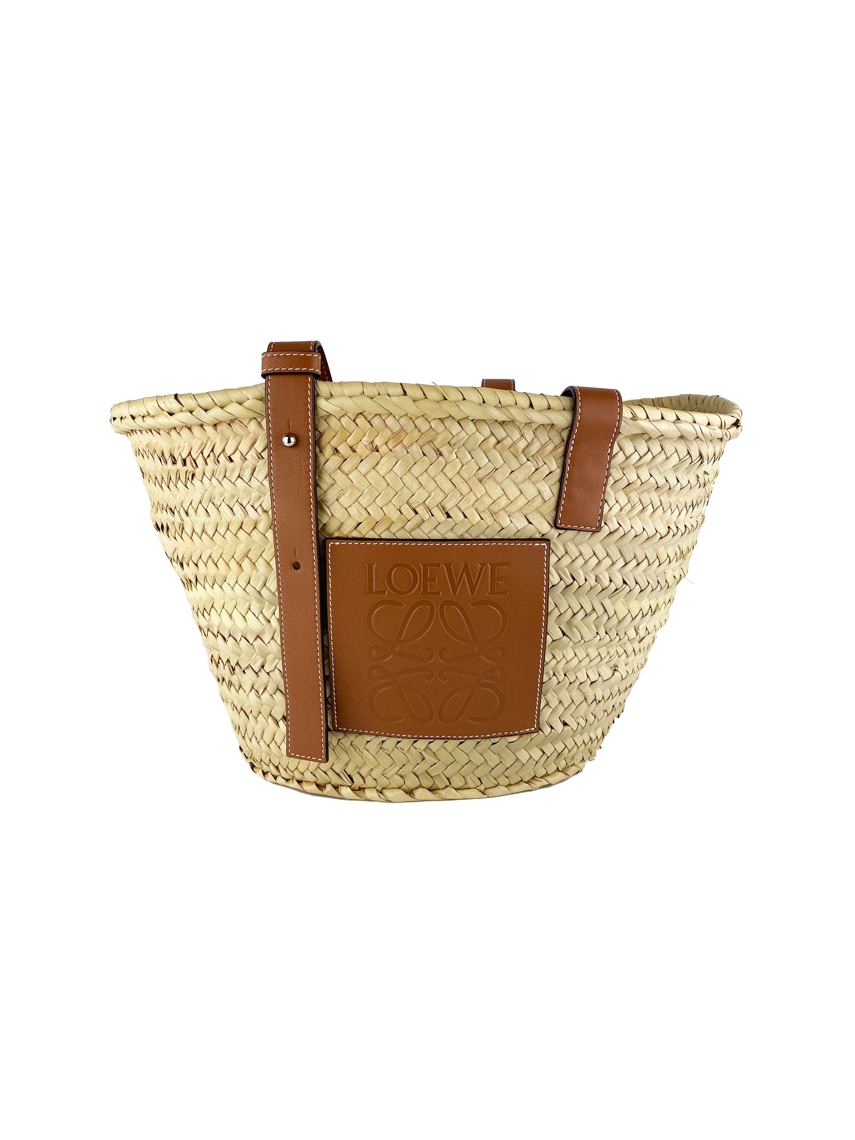 Loewe Palm Leaf Luxury Woven Basket Bag - Stylish Handmade Rattan Tote for Women, Perfect for Beach, Picnic, and Summer Outings